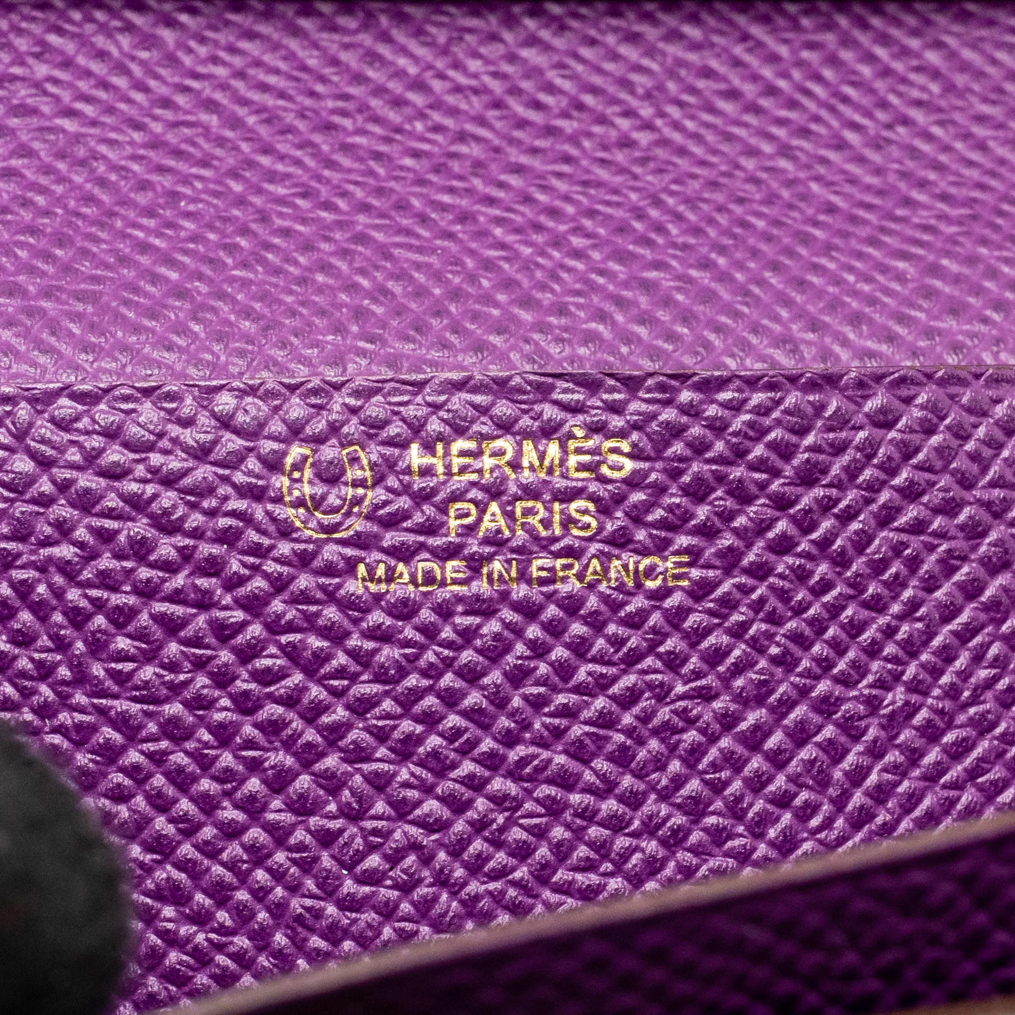Hermes Bearn Wallet Special Order Epsom Purple/Multicolour GHW Stamp Square R - Image 11