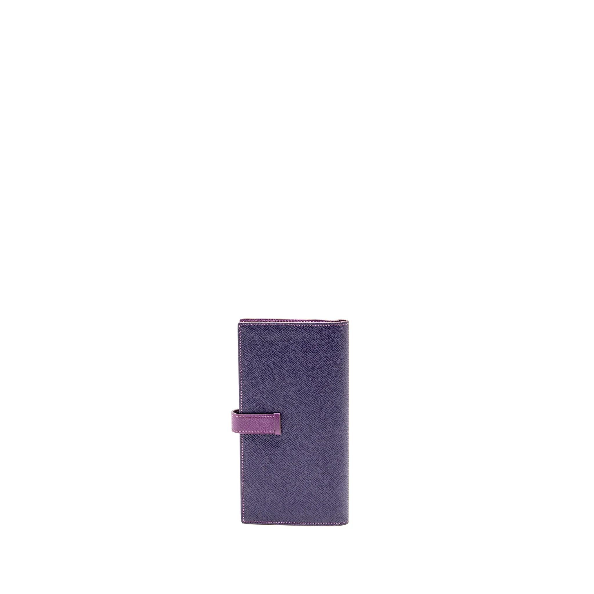 Hermes Bearn Wallet Special Order Epsom Purple/Multicolour GHW Stamp Square R - Image 2