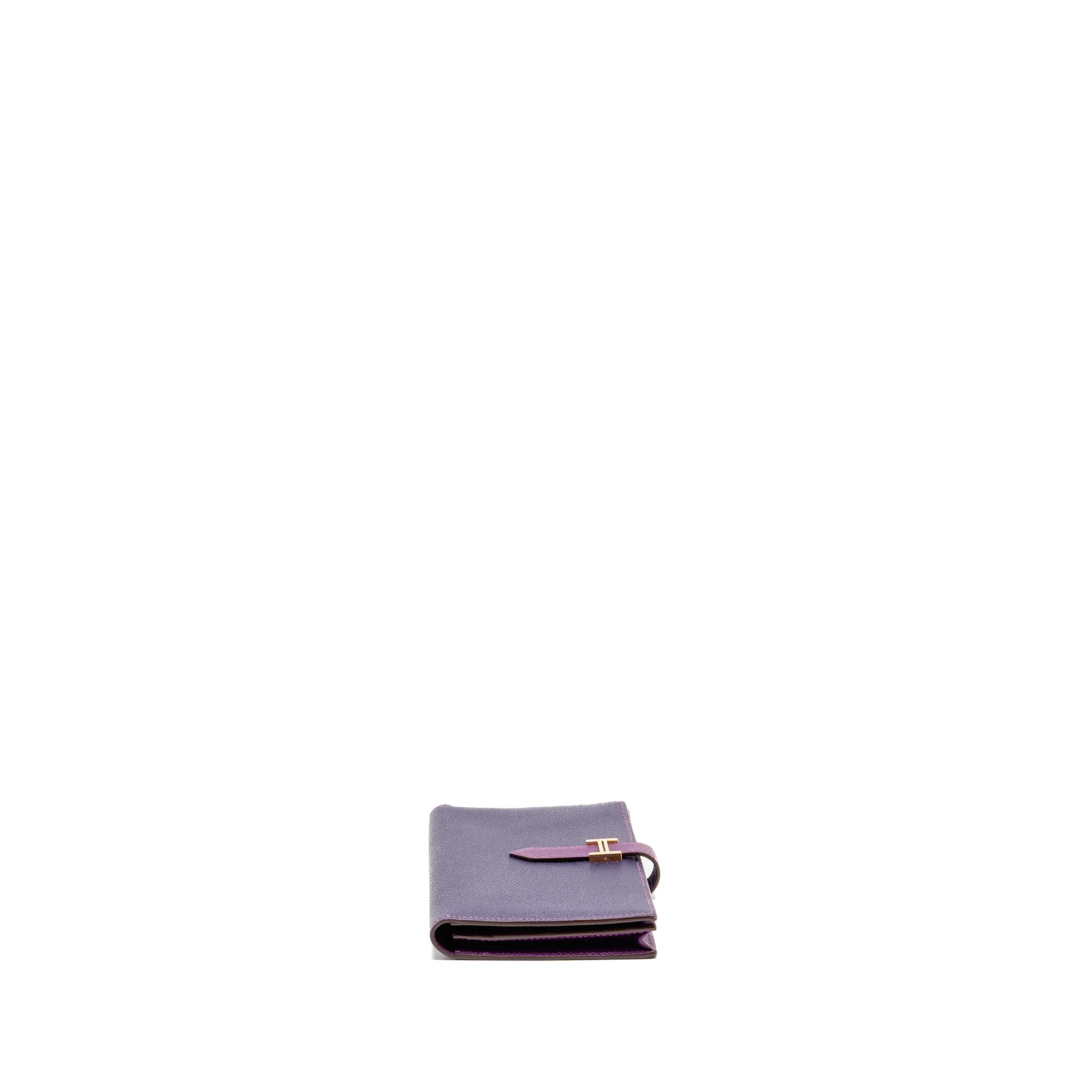 Hermes Bearn Wallet Special Order Epsom Purple/Multicolour GHW Stamp Square R - Image 3