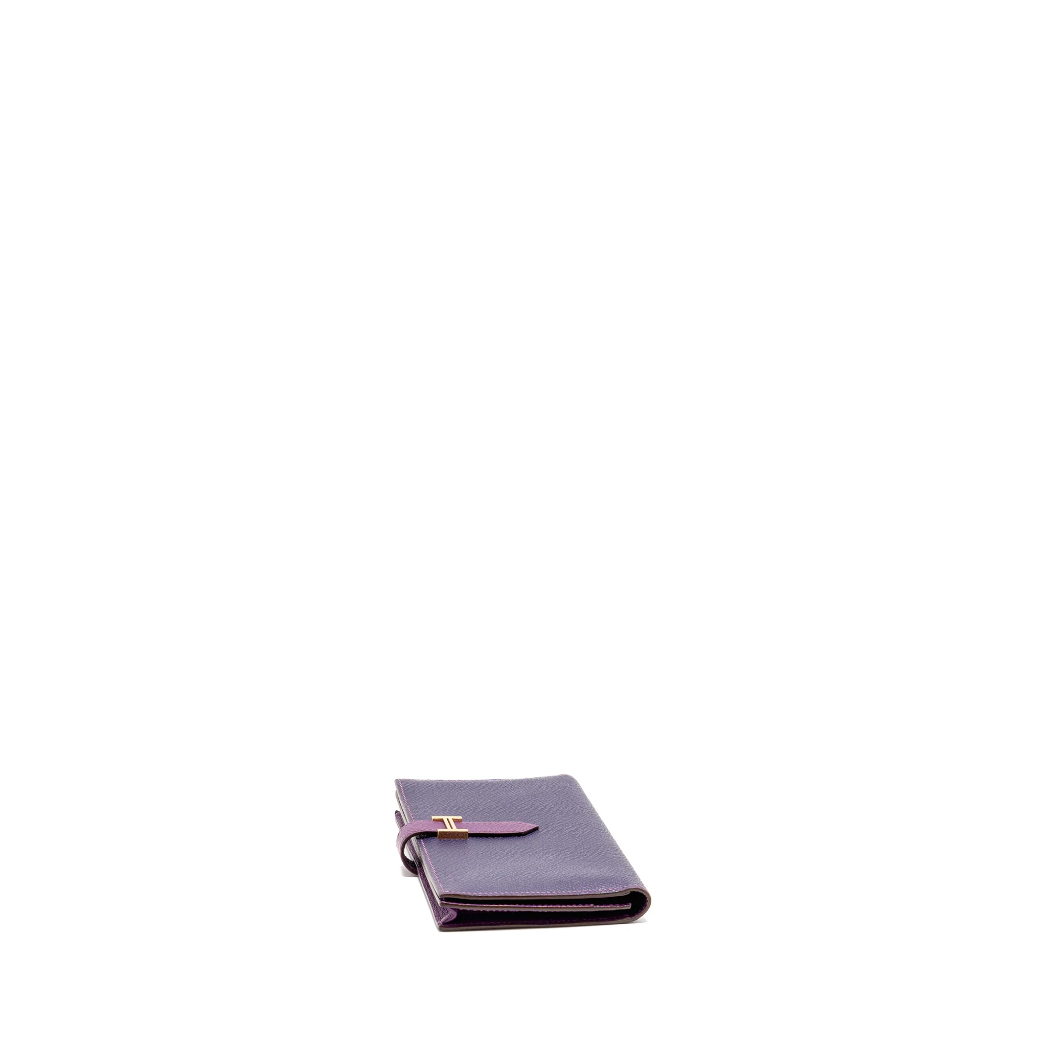 Hermes Bearn Wallet Special Order Epsom Purple/Multicolour GHW Stamp Square R - Image 4
