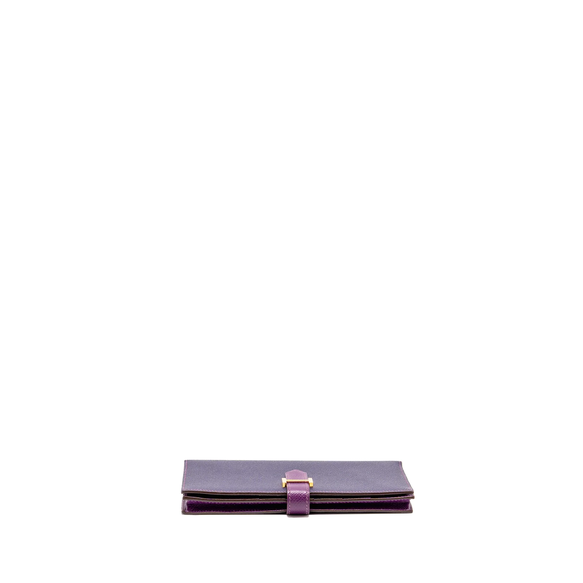 Hermes Bearn Wallet Special Order Epsom Purple/Multicolour GHW Stamp Square R - Image 5