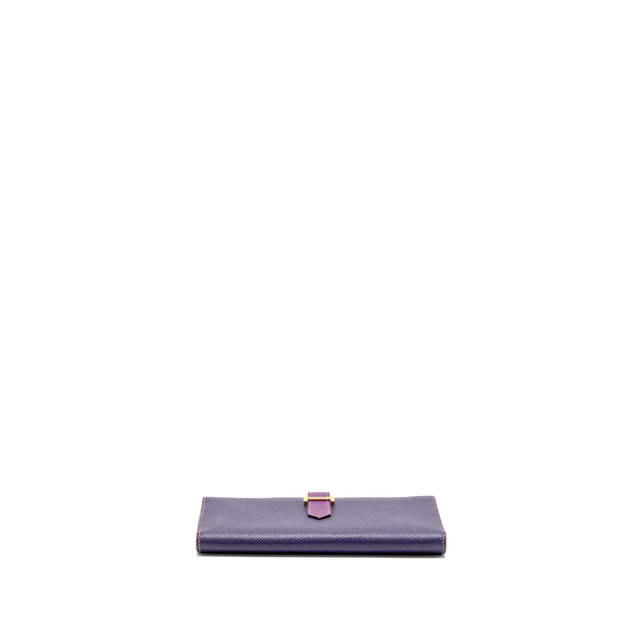 Hermes Bearn Wallet Special Order Epsom Purple/Multicolour GHW Stamp Square R - Image 6