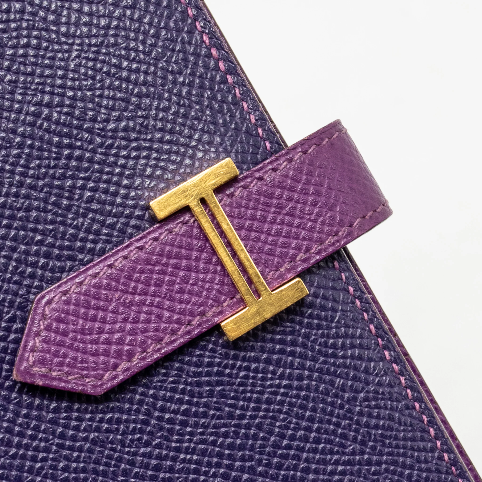 Hermes Bearn Wallet Special Order Epsom Purple/Multicolour GHW Stamp Square R - Image 9