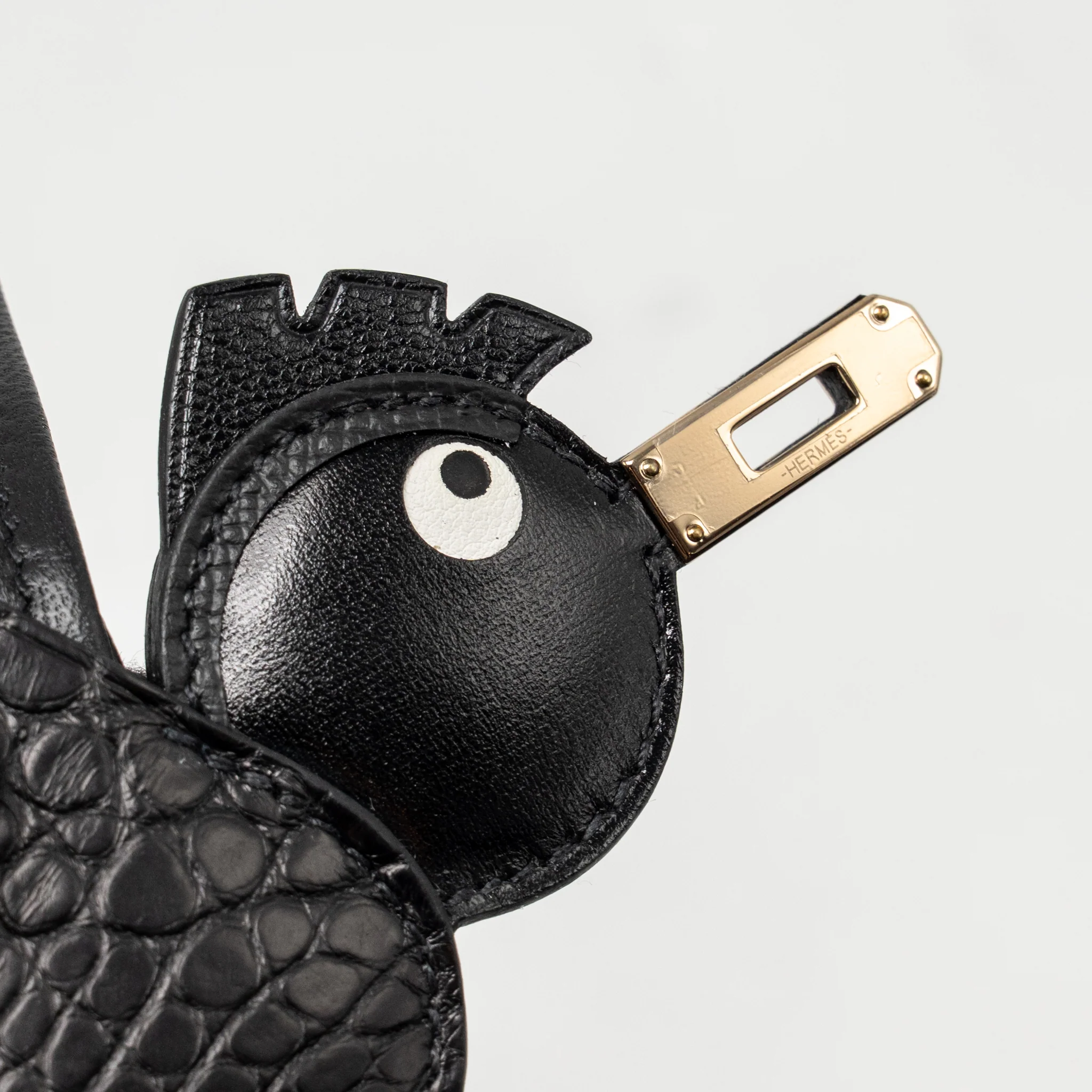 Hermes Birdy touch charm black LGHW stamp B - Image 3