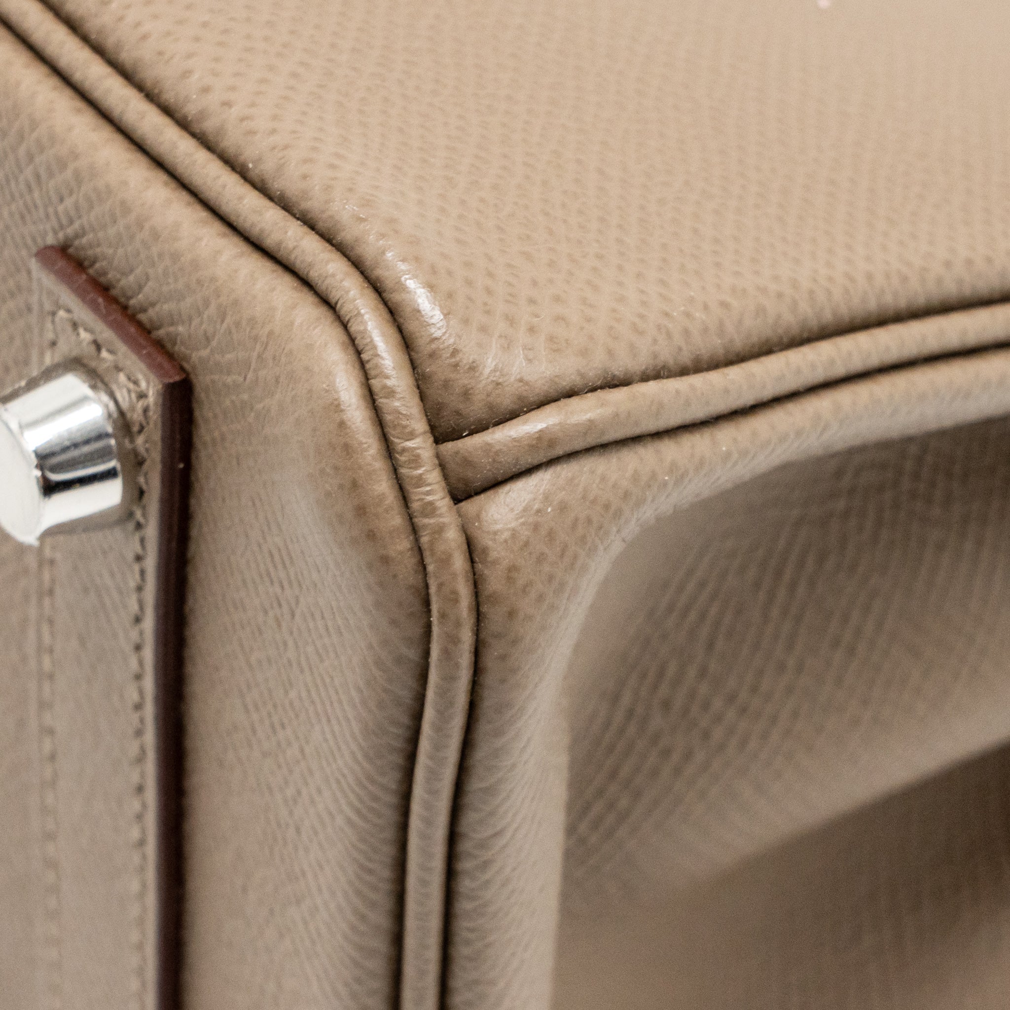 Hermes birkin 25 Epsom etoupe / gris pale / ebene SHW stamp B - Image 10