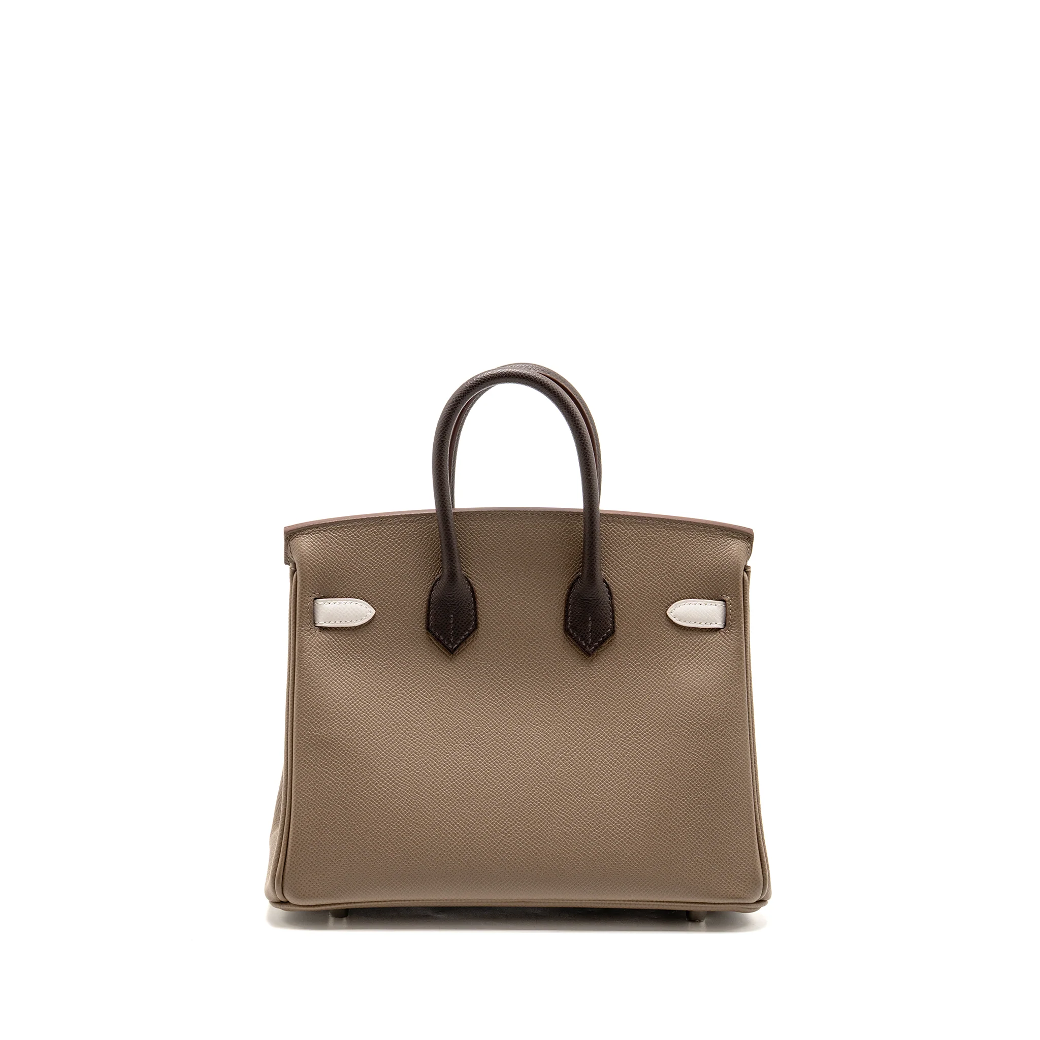 Hermes birkin 25 Epsom etoupe / gris pale / ebene SHW stamp B - Image 2