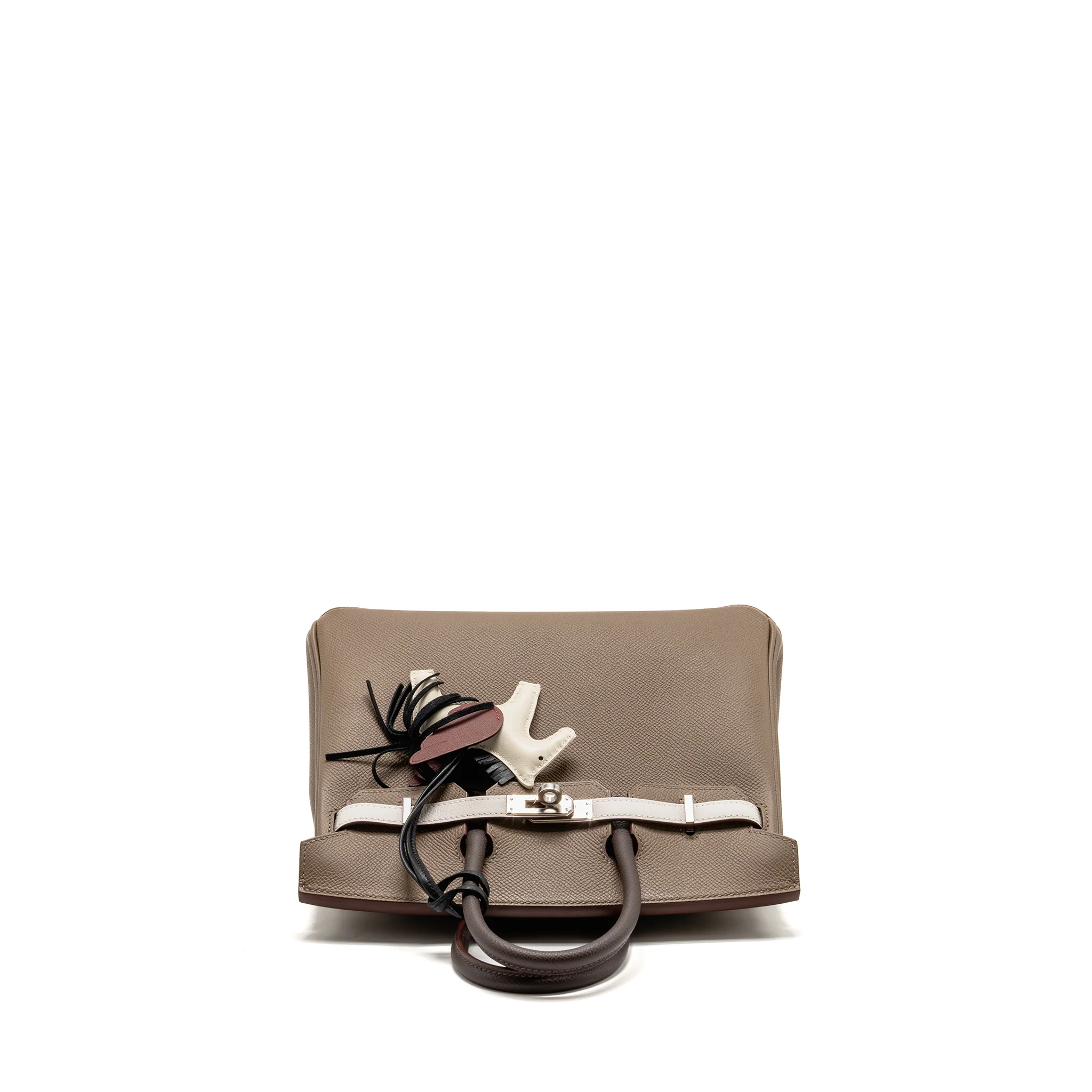 Hermes birkin 25 Epsom etoupe / gris pale / ebene SHW stamp B - Image 5