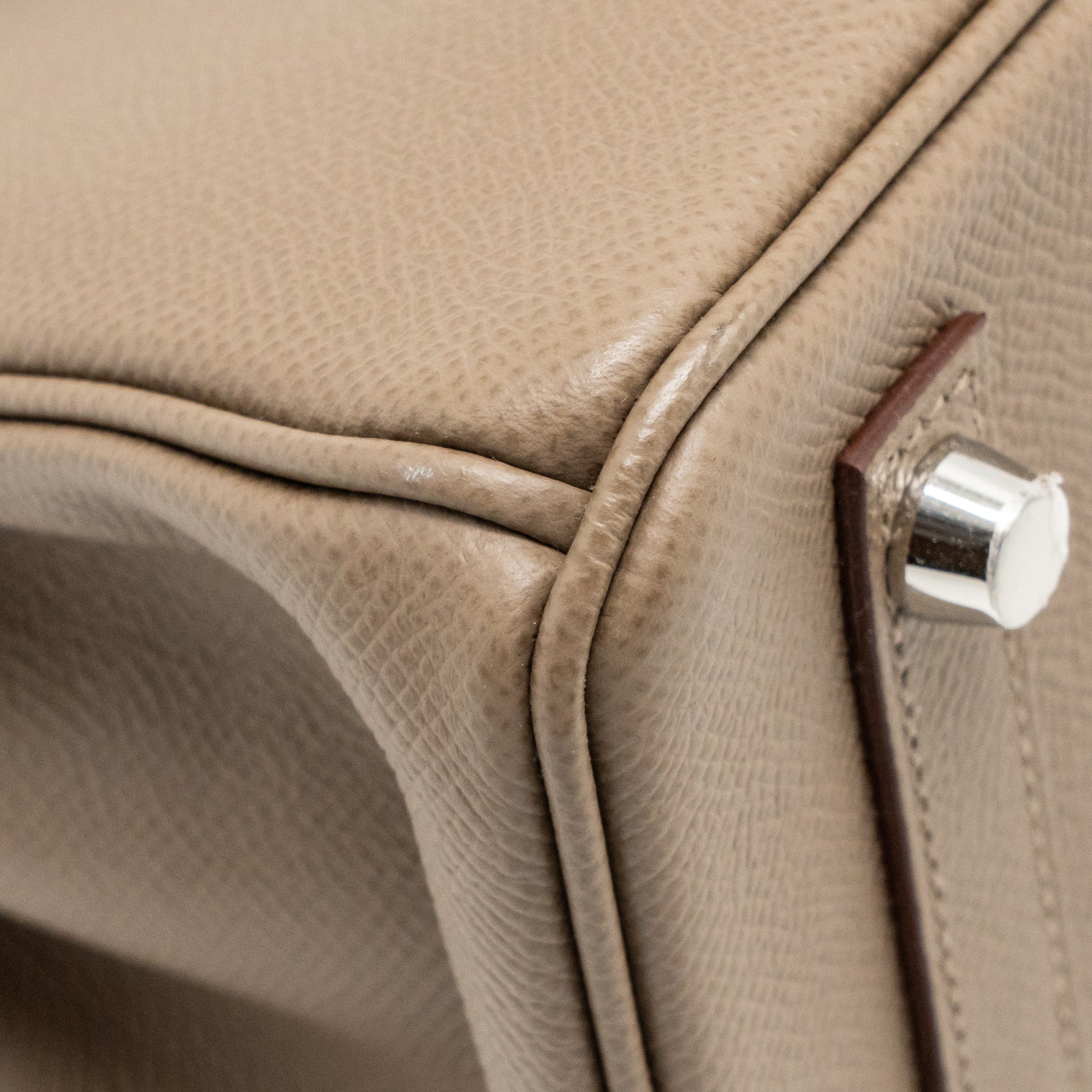 Hermes birkin 25 Epsom etoupe / gris pale / ebene SHW stamp B - Image 7