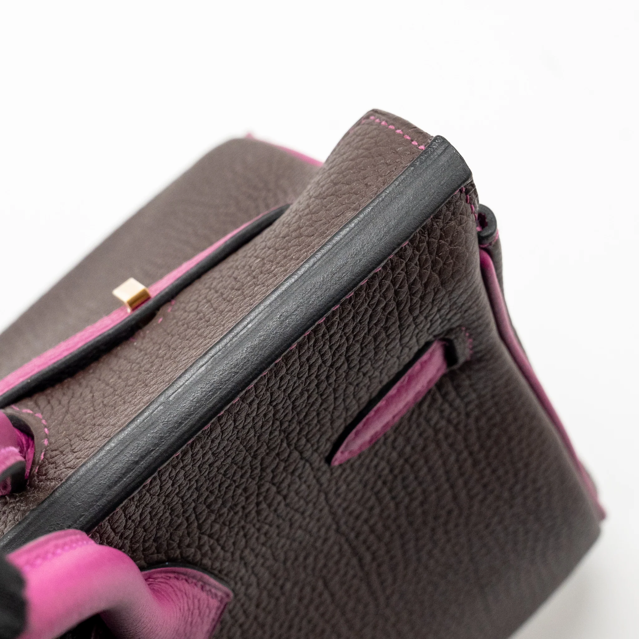 Hermes Birkin 25 Togo Chocolate / Rose Pourpre Brushed GHW Stamp D - Image 13