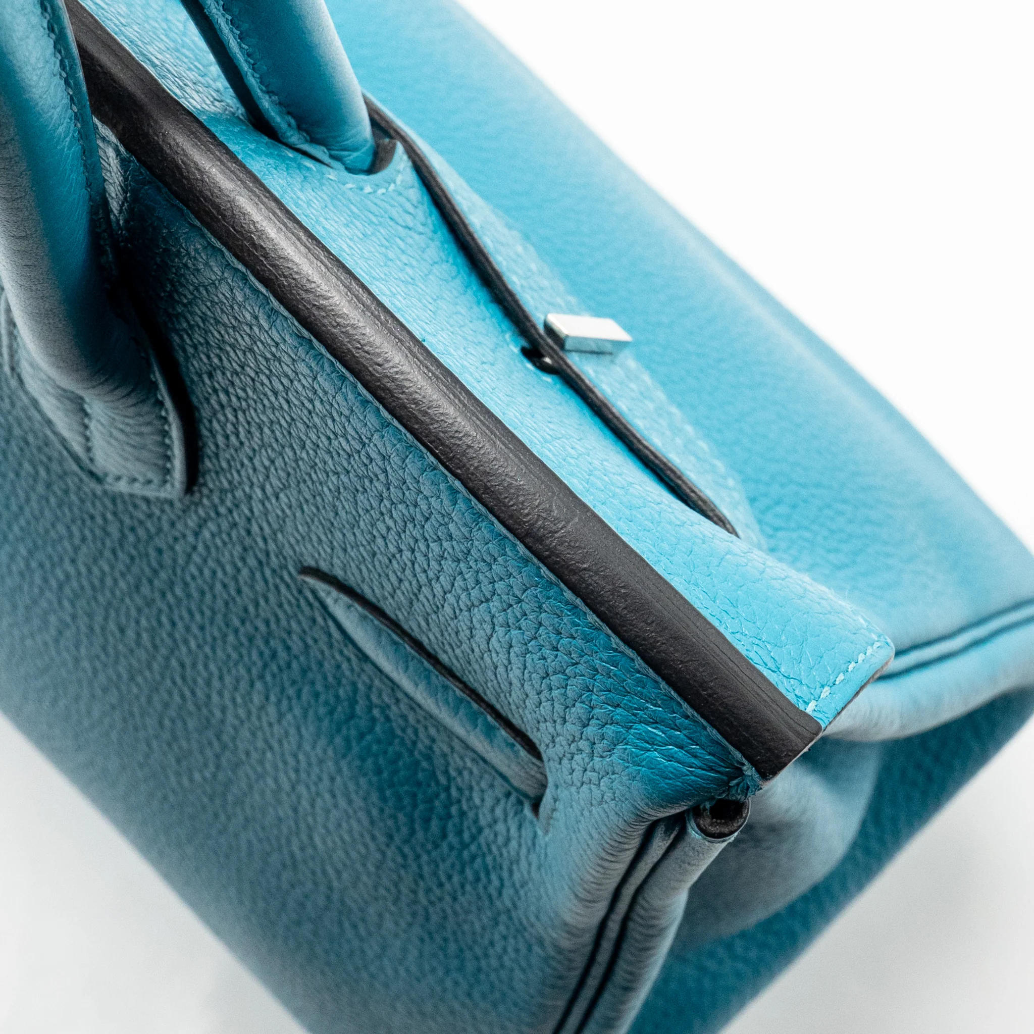 Hermes Birkin 30 Clemence Blue Paon SHW Stamp Square R - Image 13