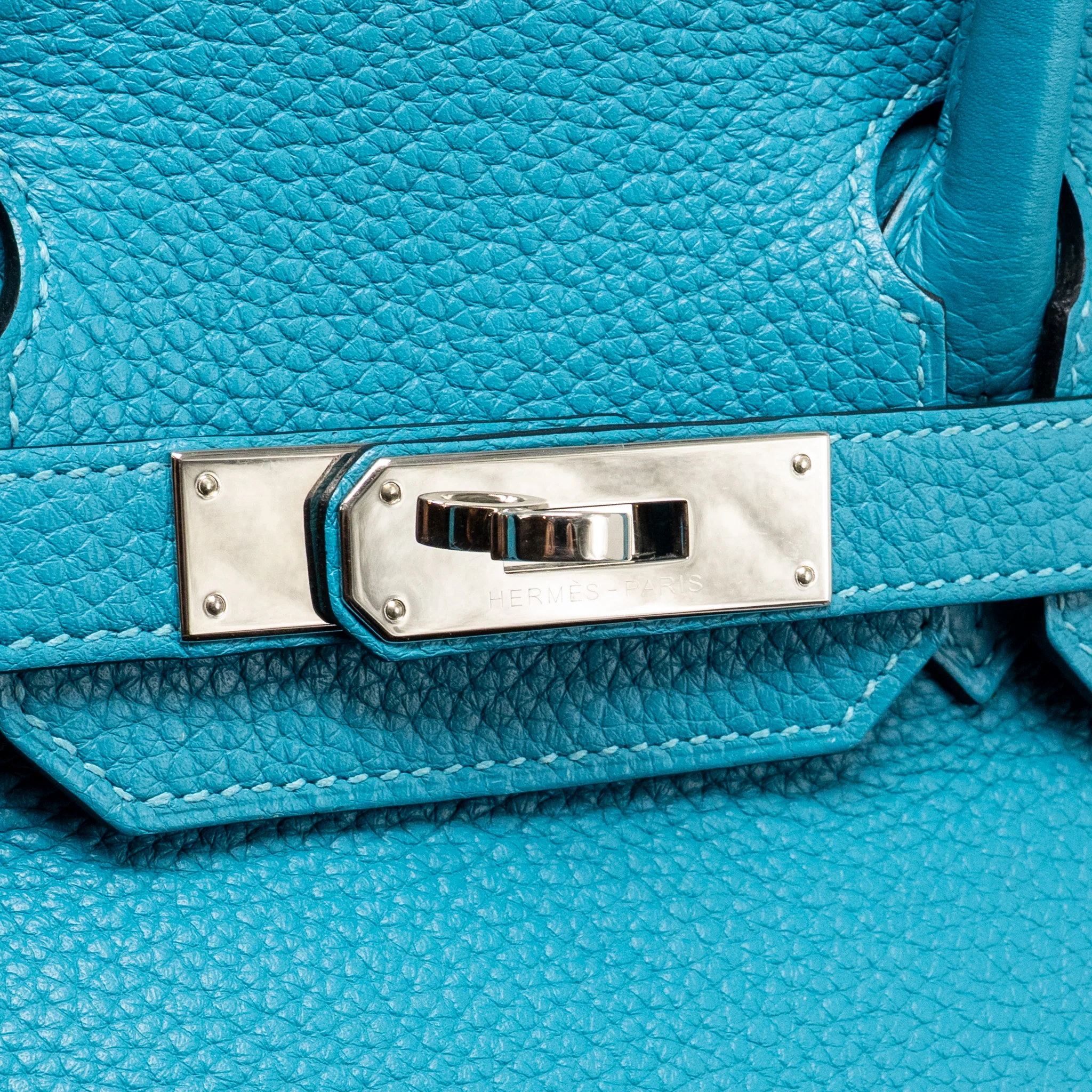 Hermes Birkin 30 Clemence Blue Paon SHW Stamp Square R - Image 15
