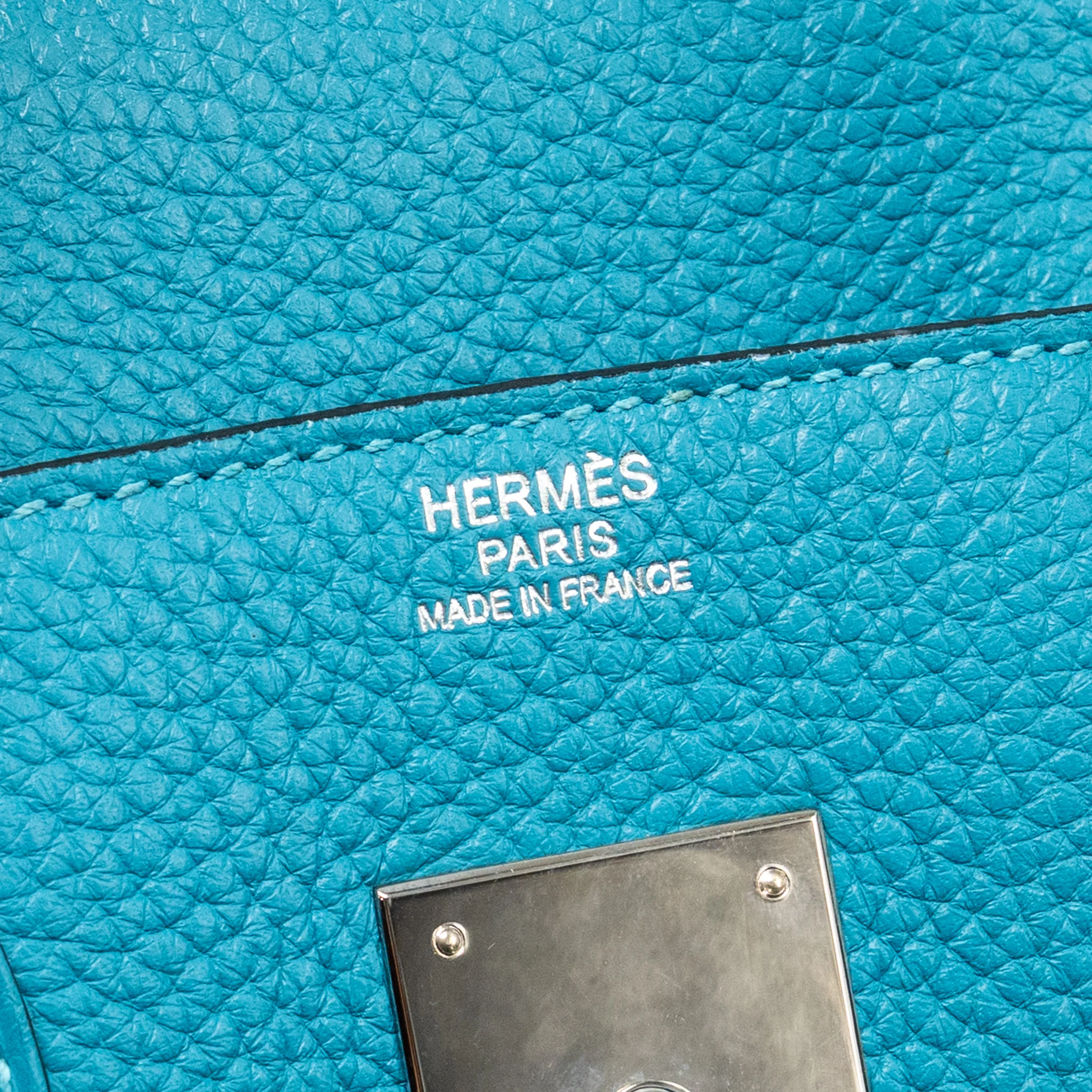 Hermes Birkin 30 Clemence Blue Paon SHW Stamp Square R - Image 16