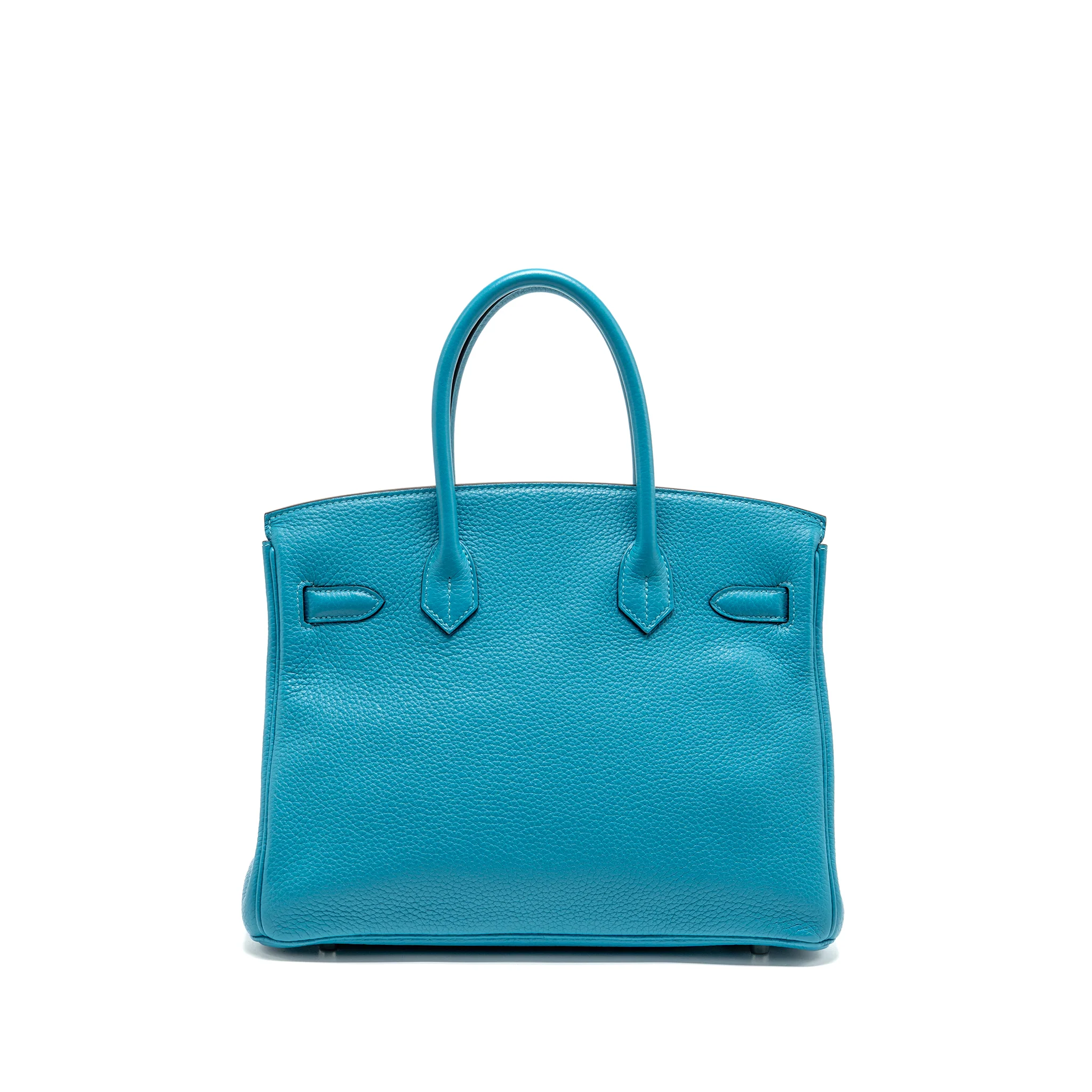 Hermes Birkin 30 Clemence Blue Paon SHW Stamp Square R - Image 2