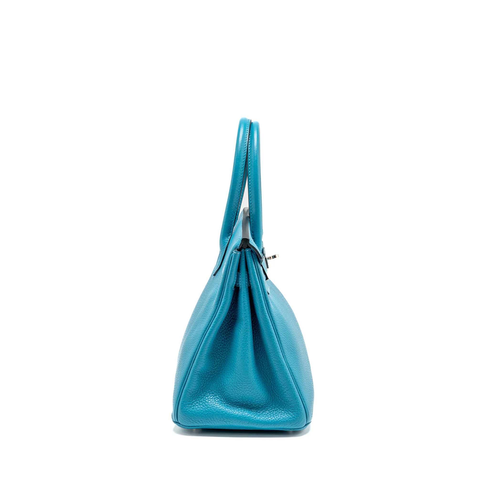 Hermes Birkin 30 Clemence Blue Paon SHW Stamp Square R - Image 3