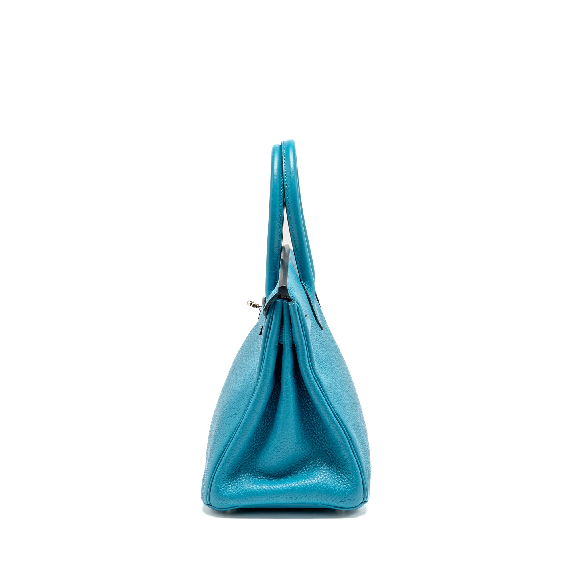 Hermes Birkin 30 Clemence Blue Paon SHW Stamp Square R - Image 4
