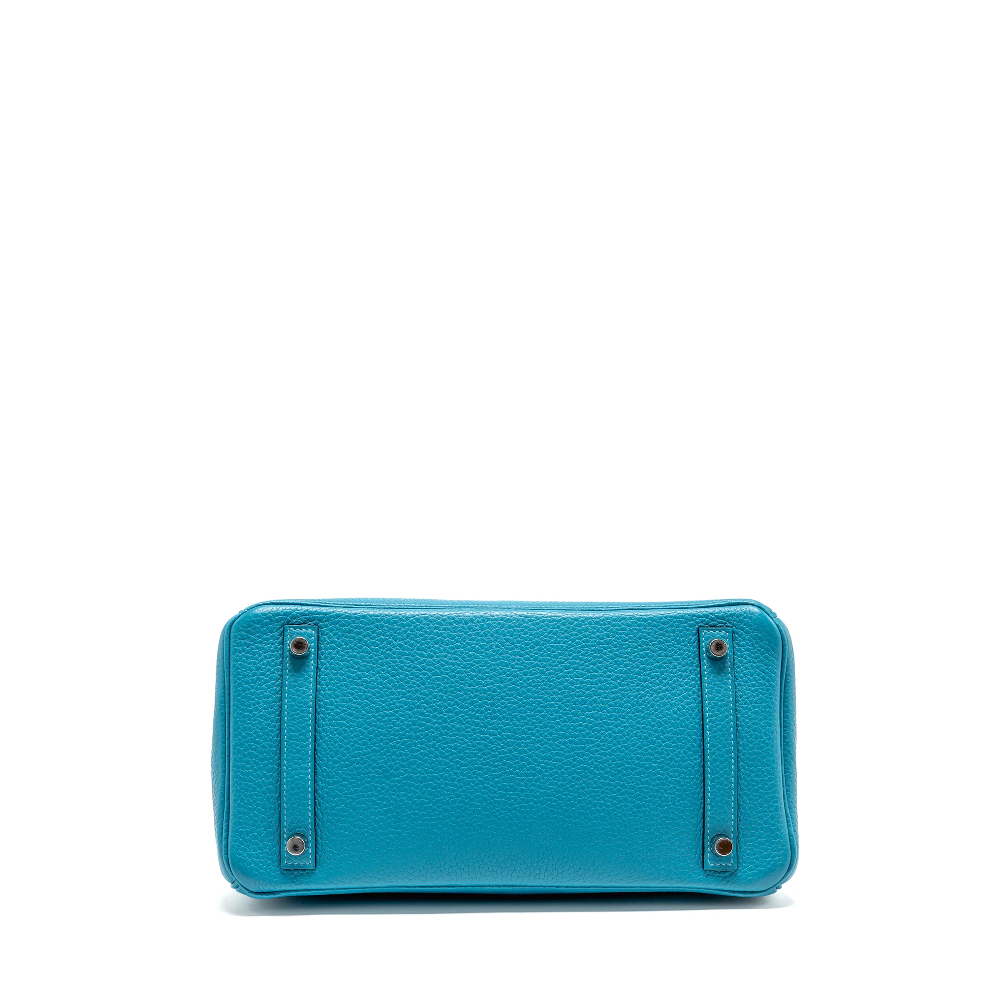 Hermes Birkin 30 Clemence Blue Paon SHW Stamp Square R - Image 5