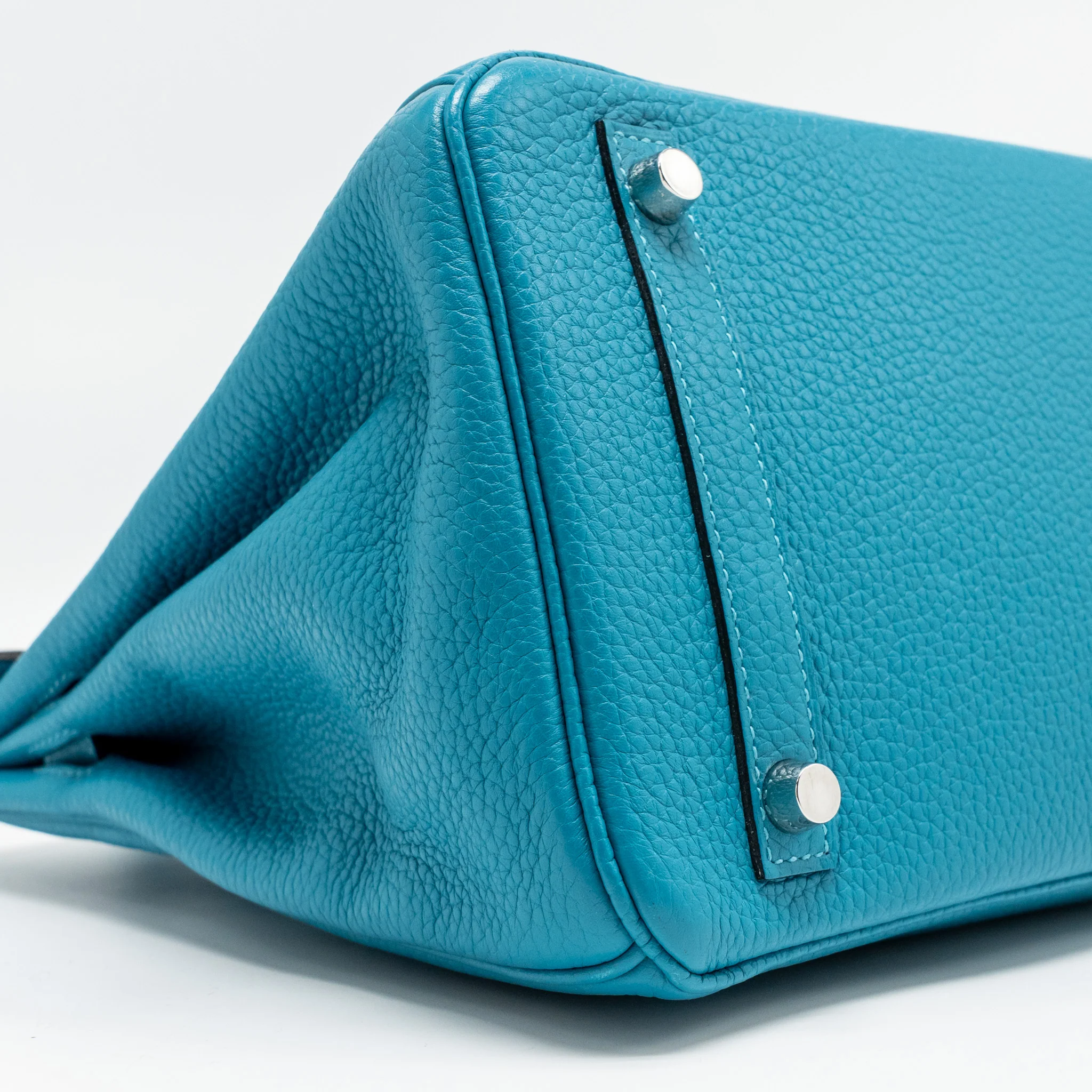 Hermes Birkin 30 Clemence Blue Paon SHW Stamp Square R - Image 6