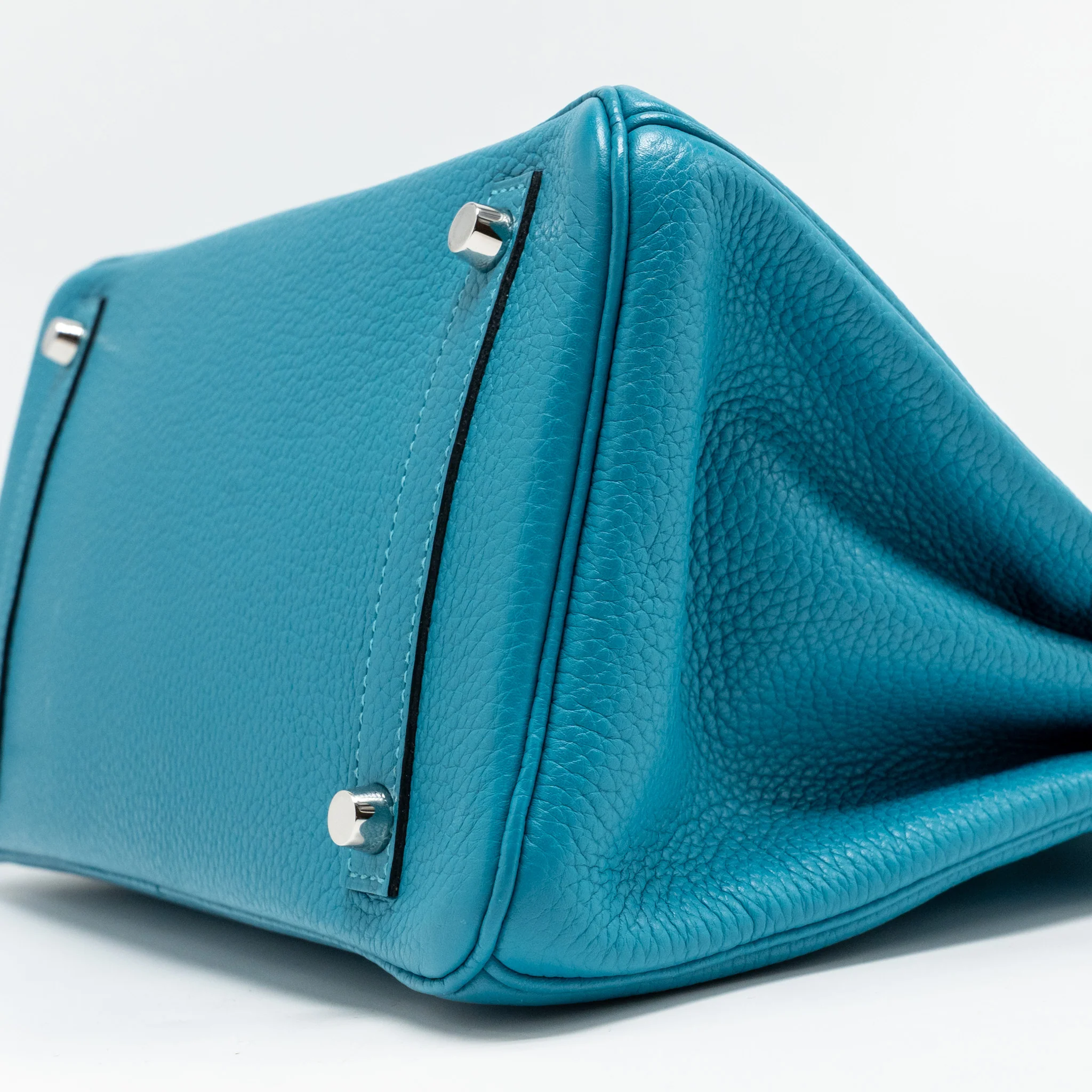 Hermes Birkin 30 Clemence Blue Paon SHW Stamp Square R - Image 7