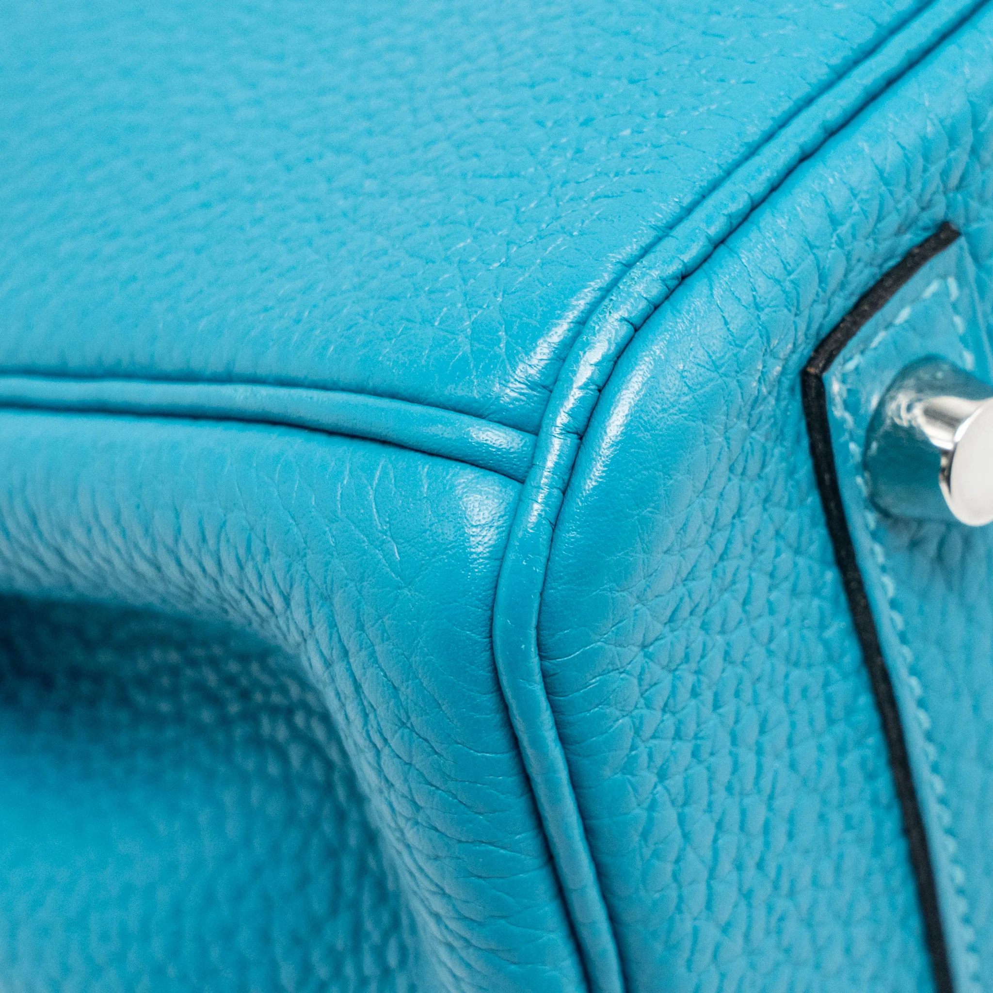 Hermes Birkin 30 Clemence Blue Paon SHW Stamp Square R - Image 8