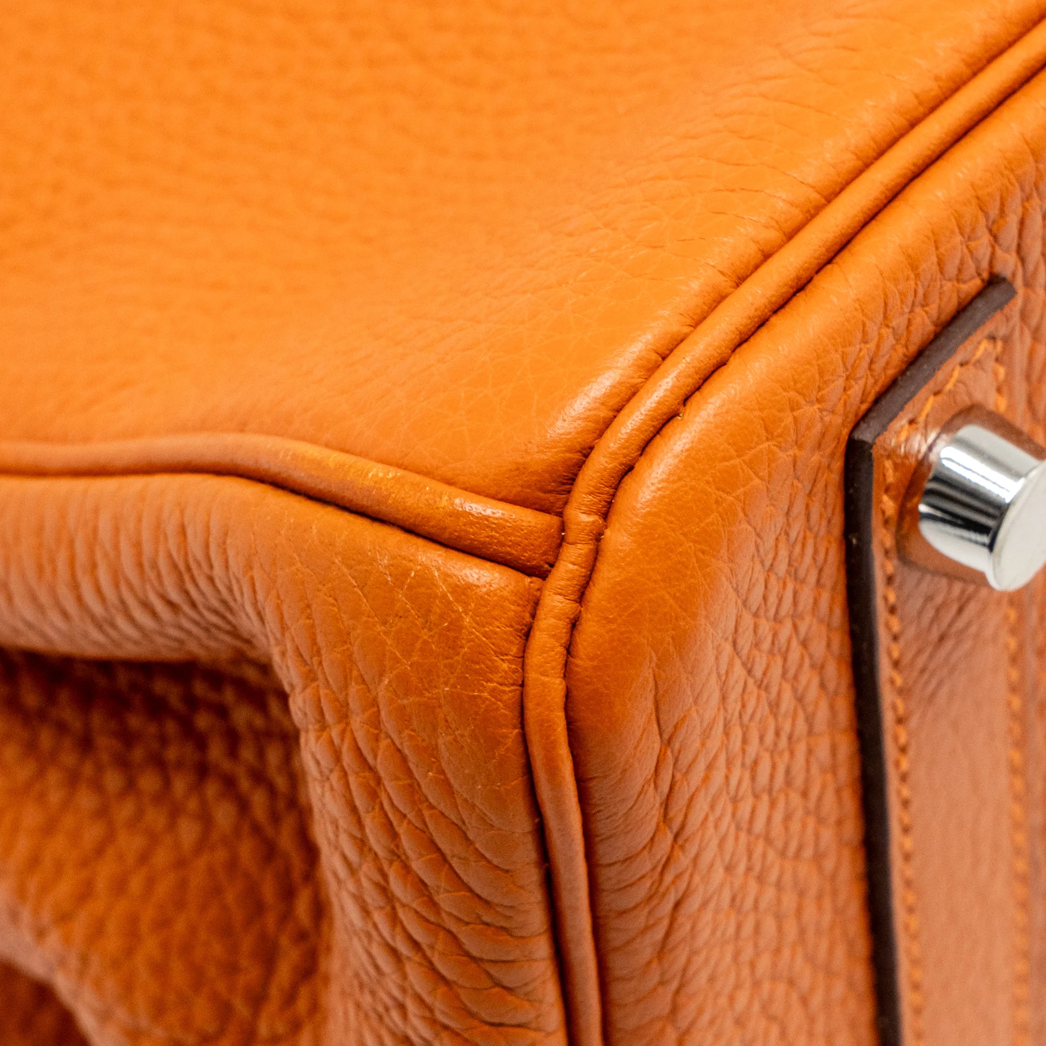 Hermes Birkin 30 Clemence Orange SHW Stamp Square I - Image 11