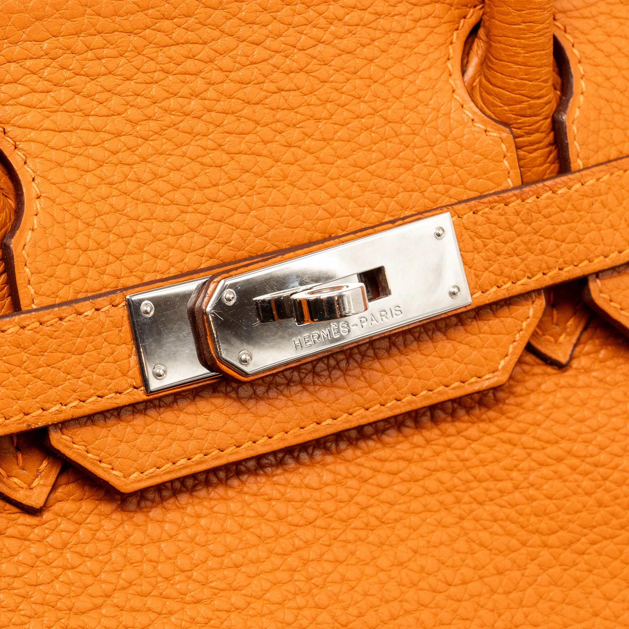 Hermes Birkin 30 Clemence Orange SHW Stamp Square I - Image 14