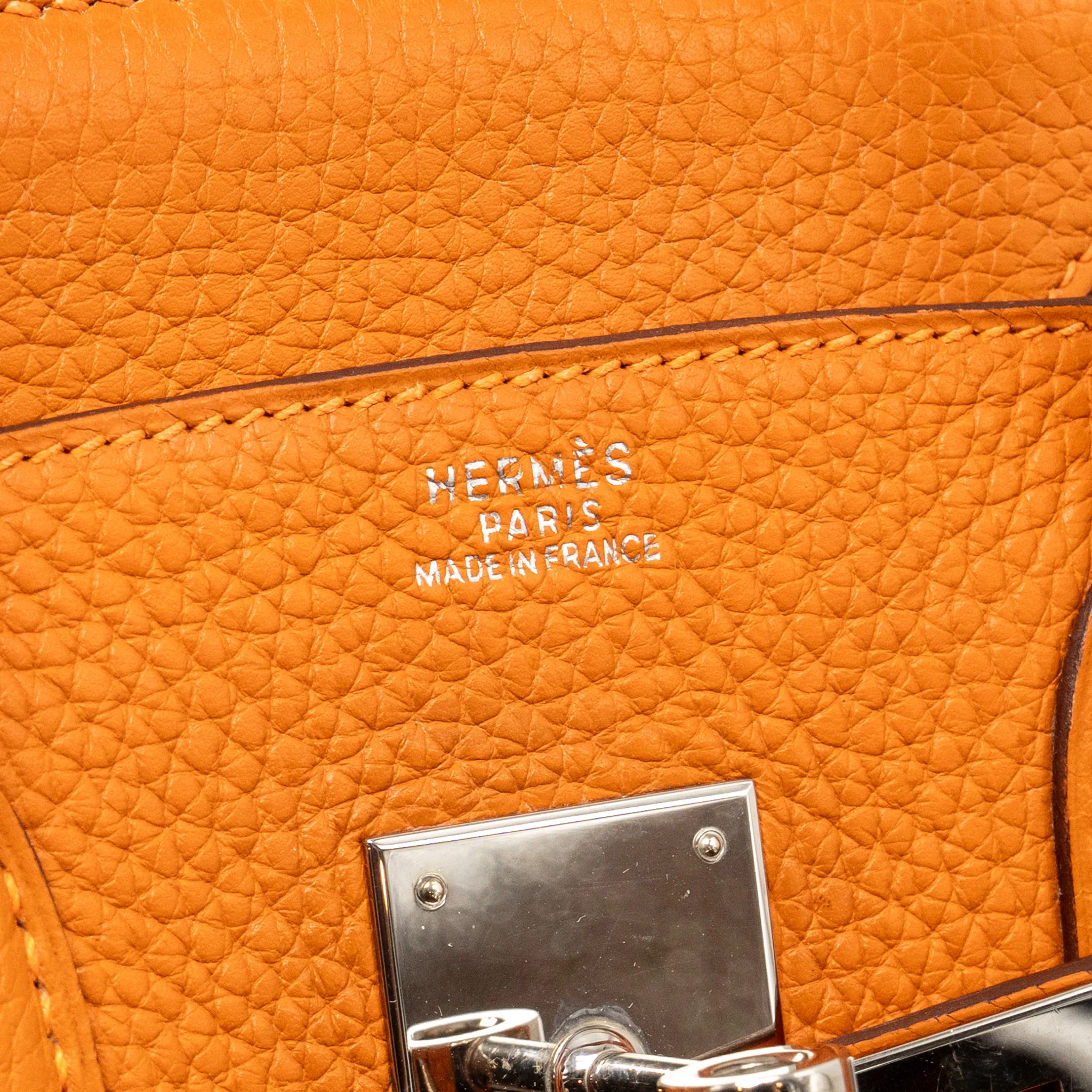 Hermes Birkin 30 Clemence Orange SHW Stamp Square I - Image 15