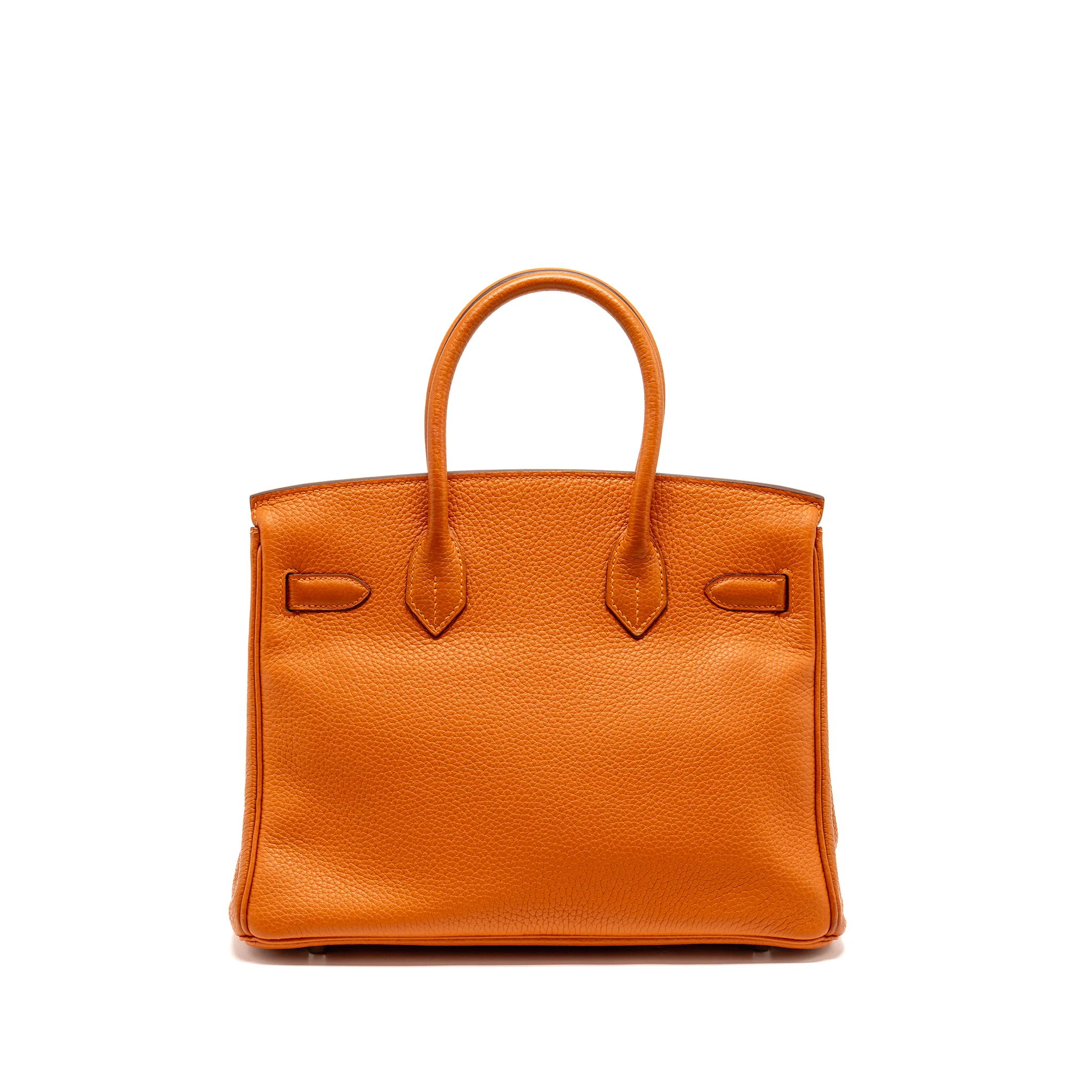 Hermes Birkin 30 Clemence Orange SHW Stamp Square I - Image 2