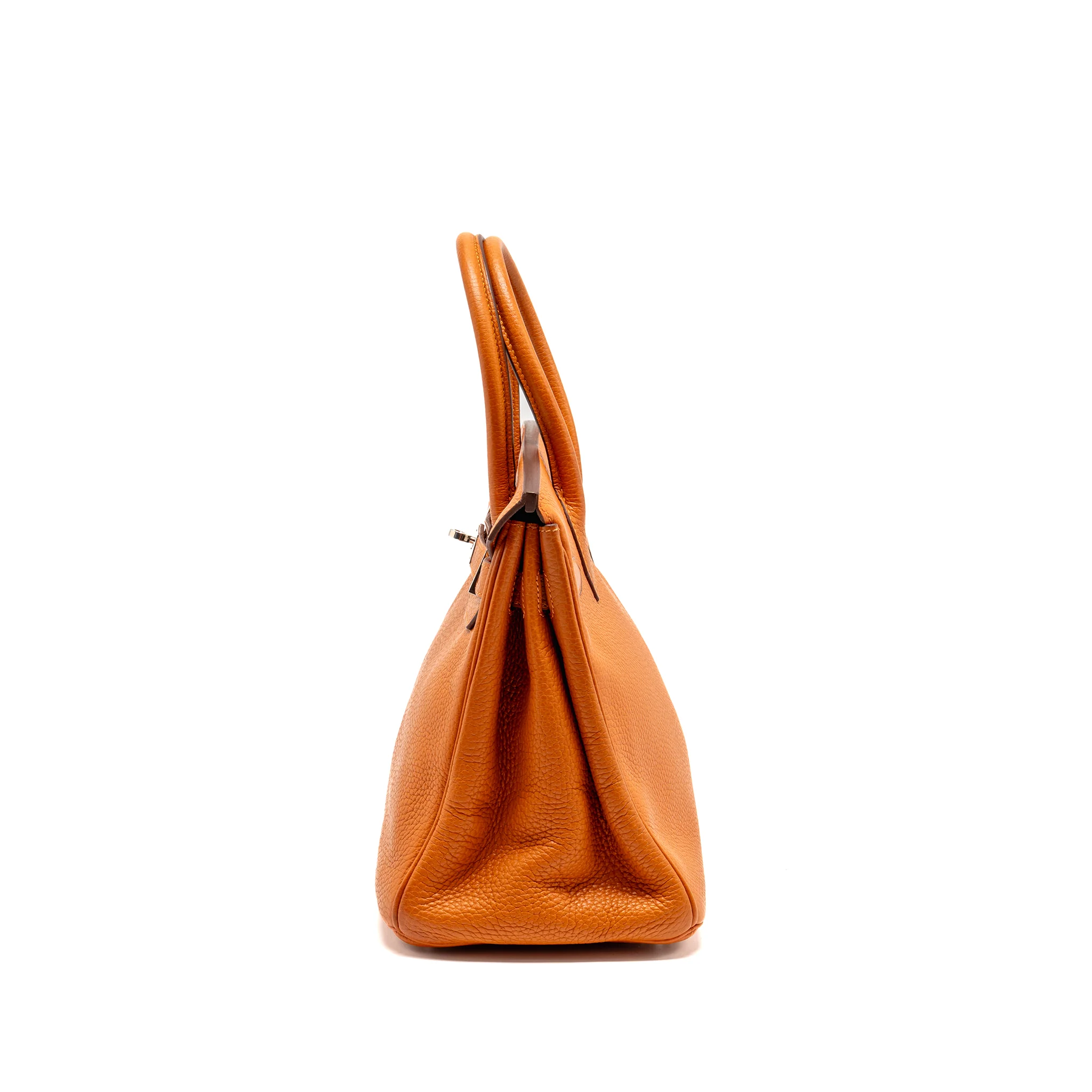 Hermes Birkin 30 Clemence Orange SHW Stamp Square I - Image 4