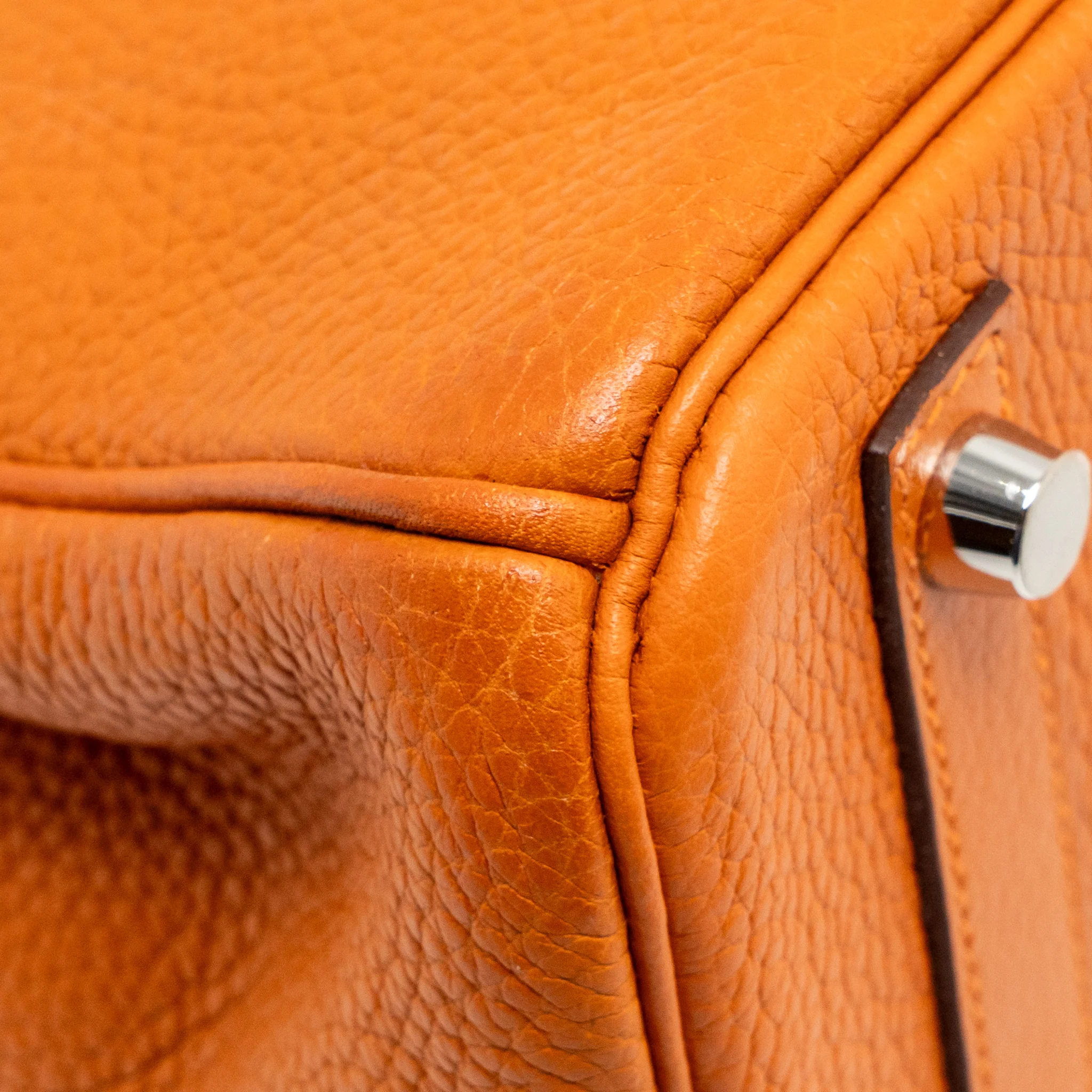 Hermes Birkin 30 Clemence Orange SHW Stamp Square I - Image 9