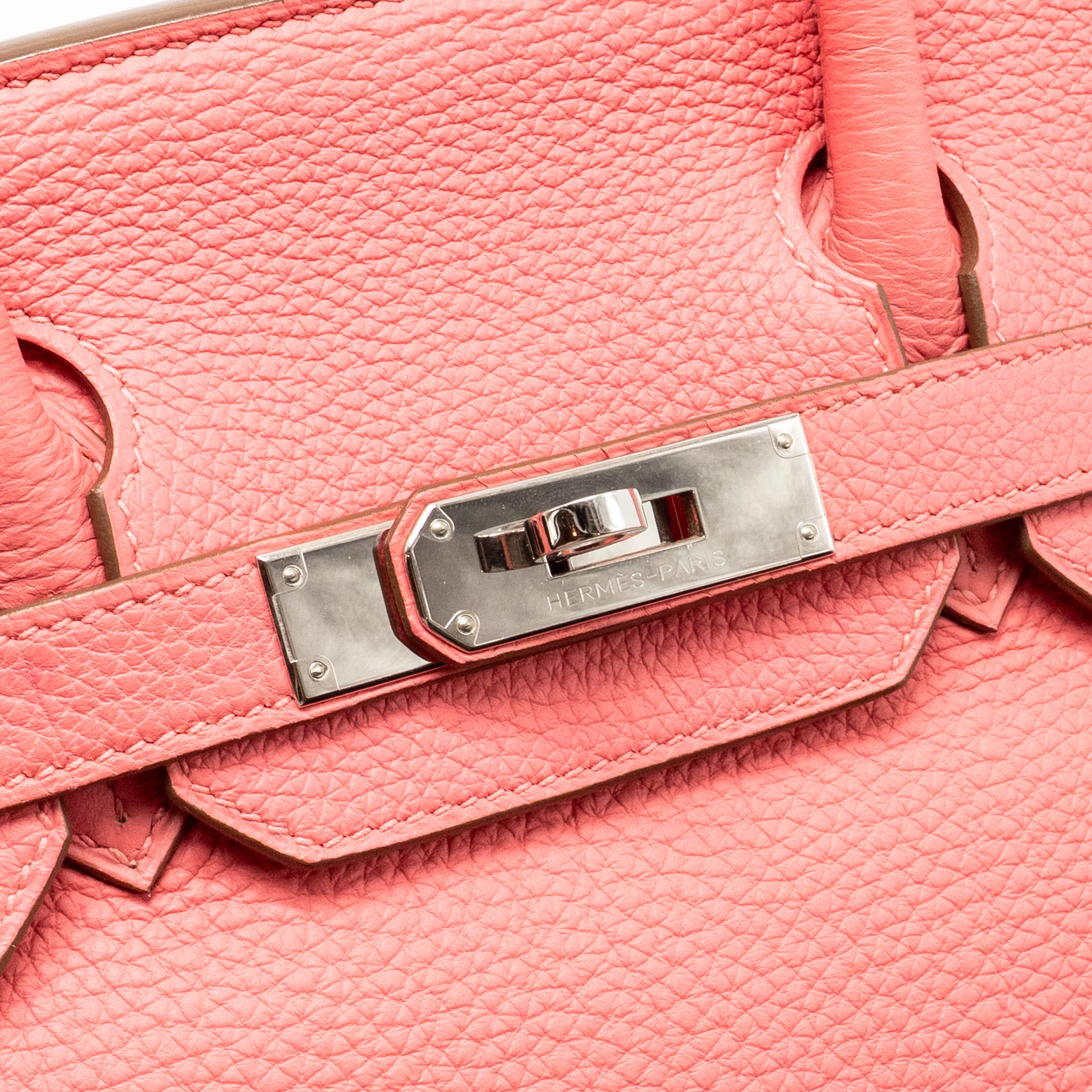 Hermes Birkin 30 Clemence Rose Lipstick SHW Stamp Square R - Image 15