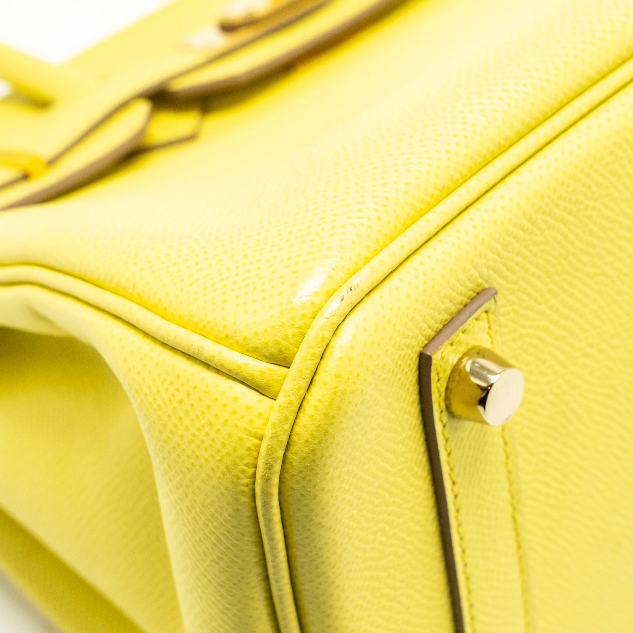 Hermes Birkin30 Epsom Lime GHW Stamp Square Q - Image 9