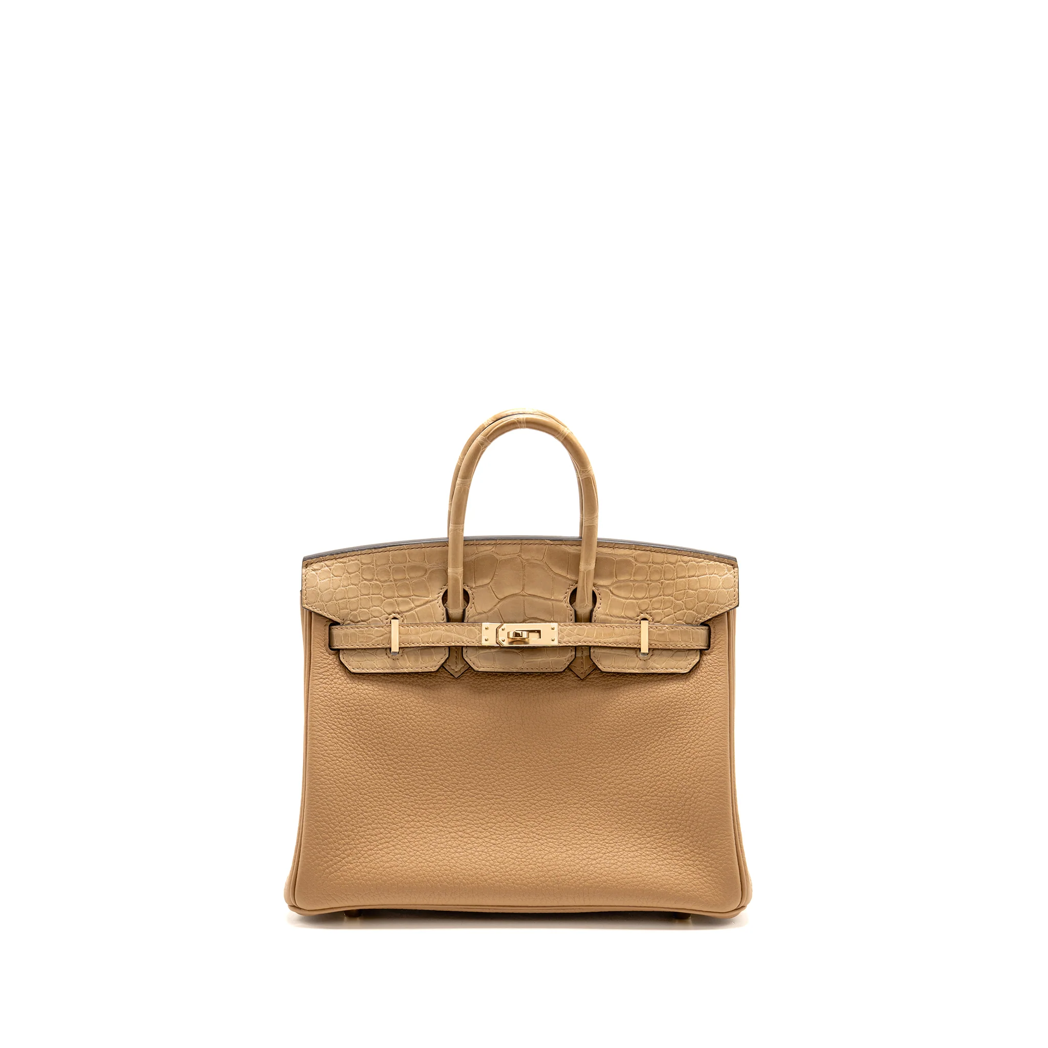 Hermes Birkin 25 Touch Togo/Alligator Mississippiensis Mat Chai LGHW Stamp U