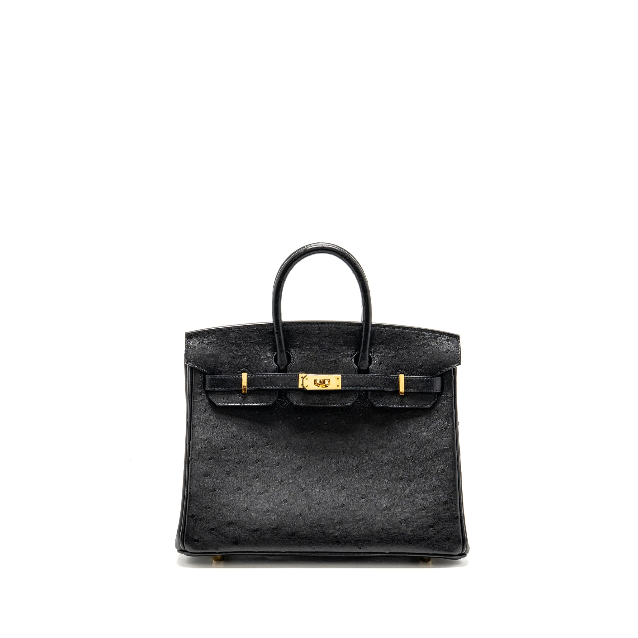 Hermes Birkin 25 Ostrich Black GHW Stamp Z