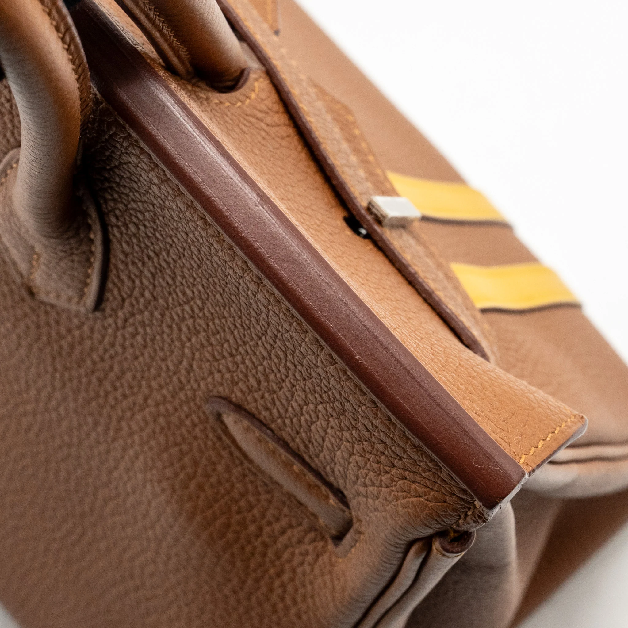 Hermes Birkin 25 Officer Togo/Swift Gold/Ambre SHW Stamp C - Image 13