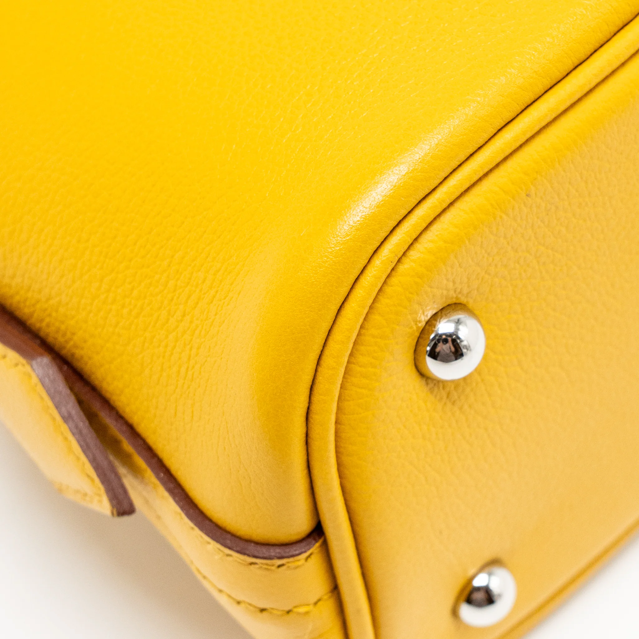 Hermes Bolide 1923 25 Evercolor Jaune Amber / Rose Ete SHW Stamp U - Image 10