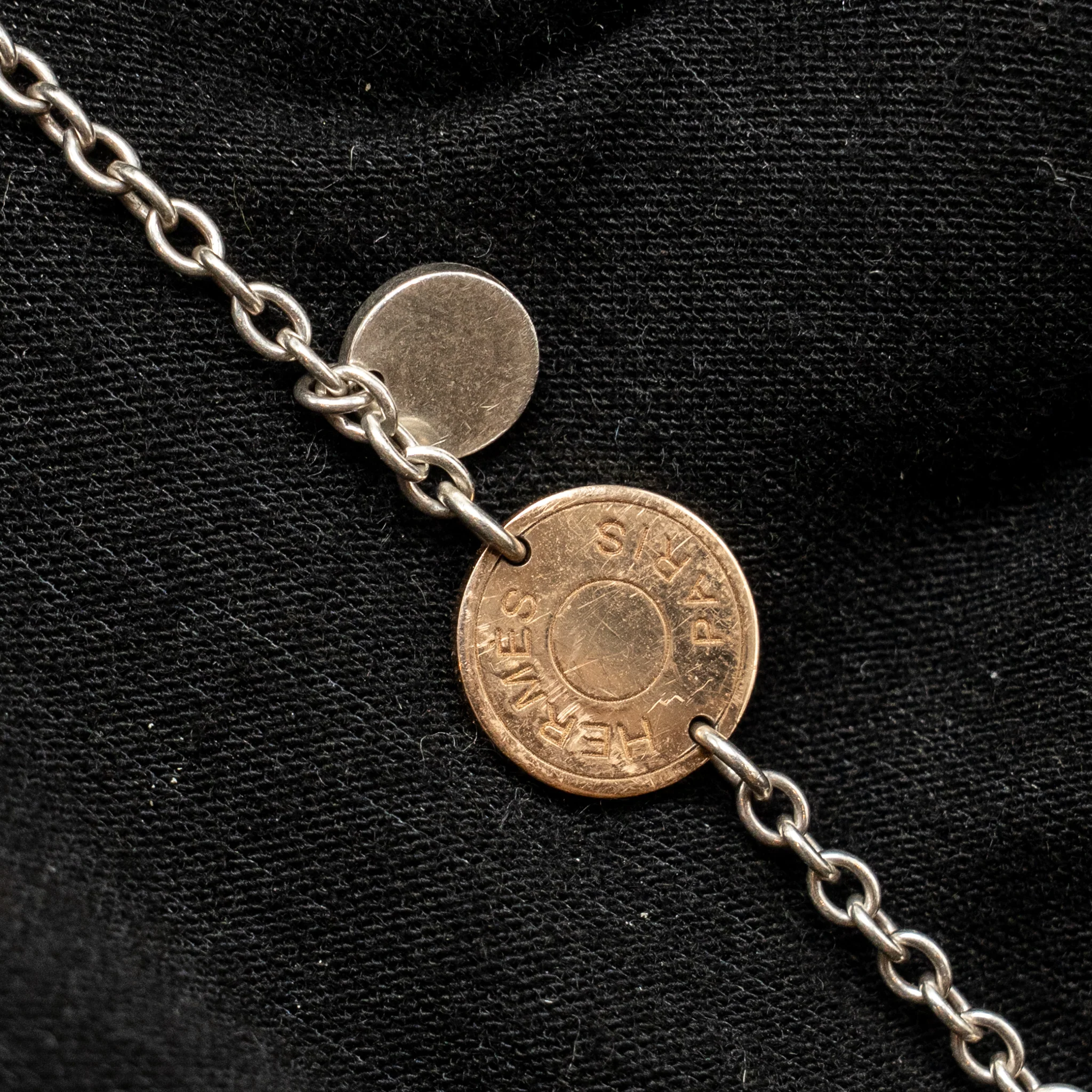 Hermes Size SH Ex-Libris Bracelet Rose Gold/Sterling Silver - Image 3