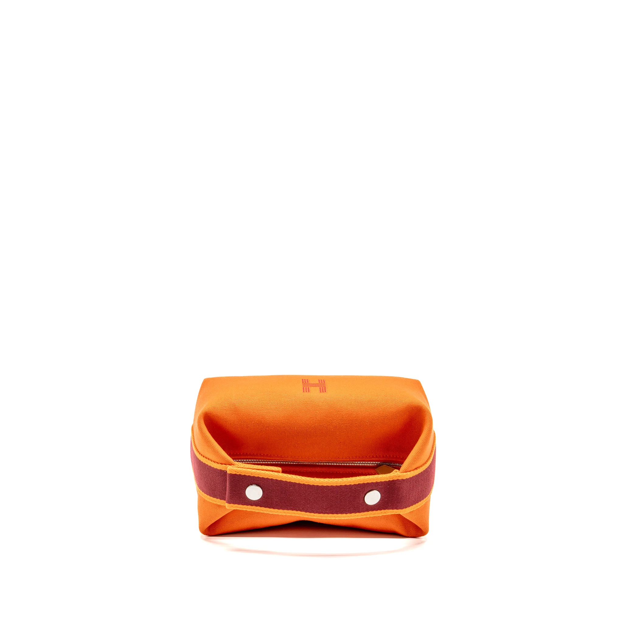 Hermes Bride-a-Brac Travel Case, Small Model Canvas Orange Feu SHW - Image 5