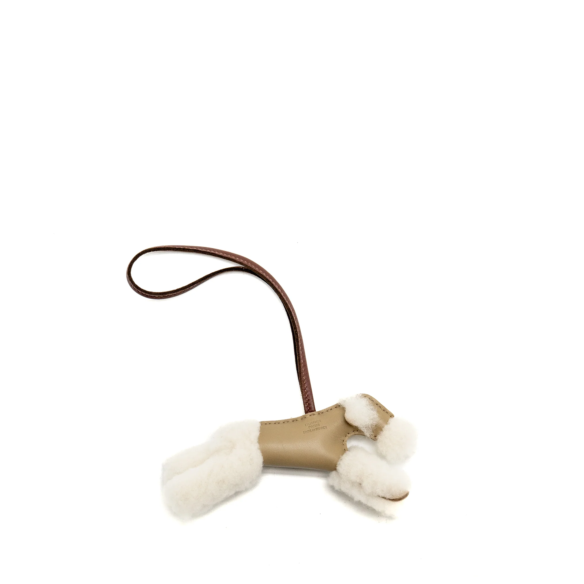 Hermes Budy SHEARING Bag Charm Ecru/Beige Marfa/Terre Stamp K - Image 2
