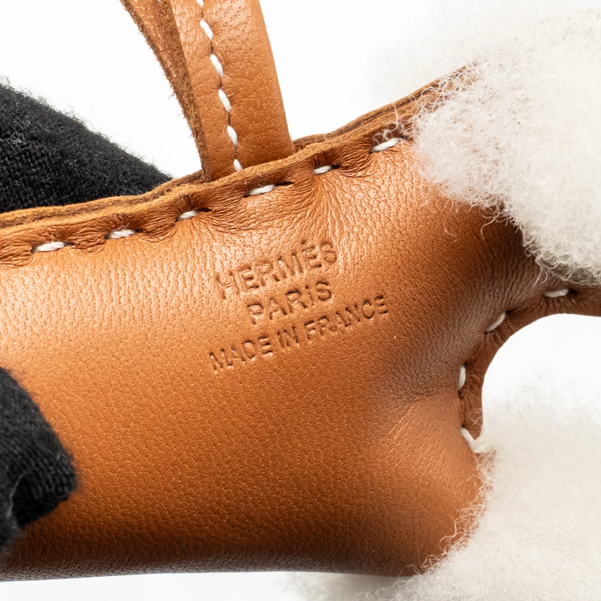 Hermes Budy Shearing Bag Charm Wool/Lambskin Ecru/Gold Stamp K - Image 3
