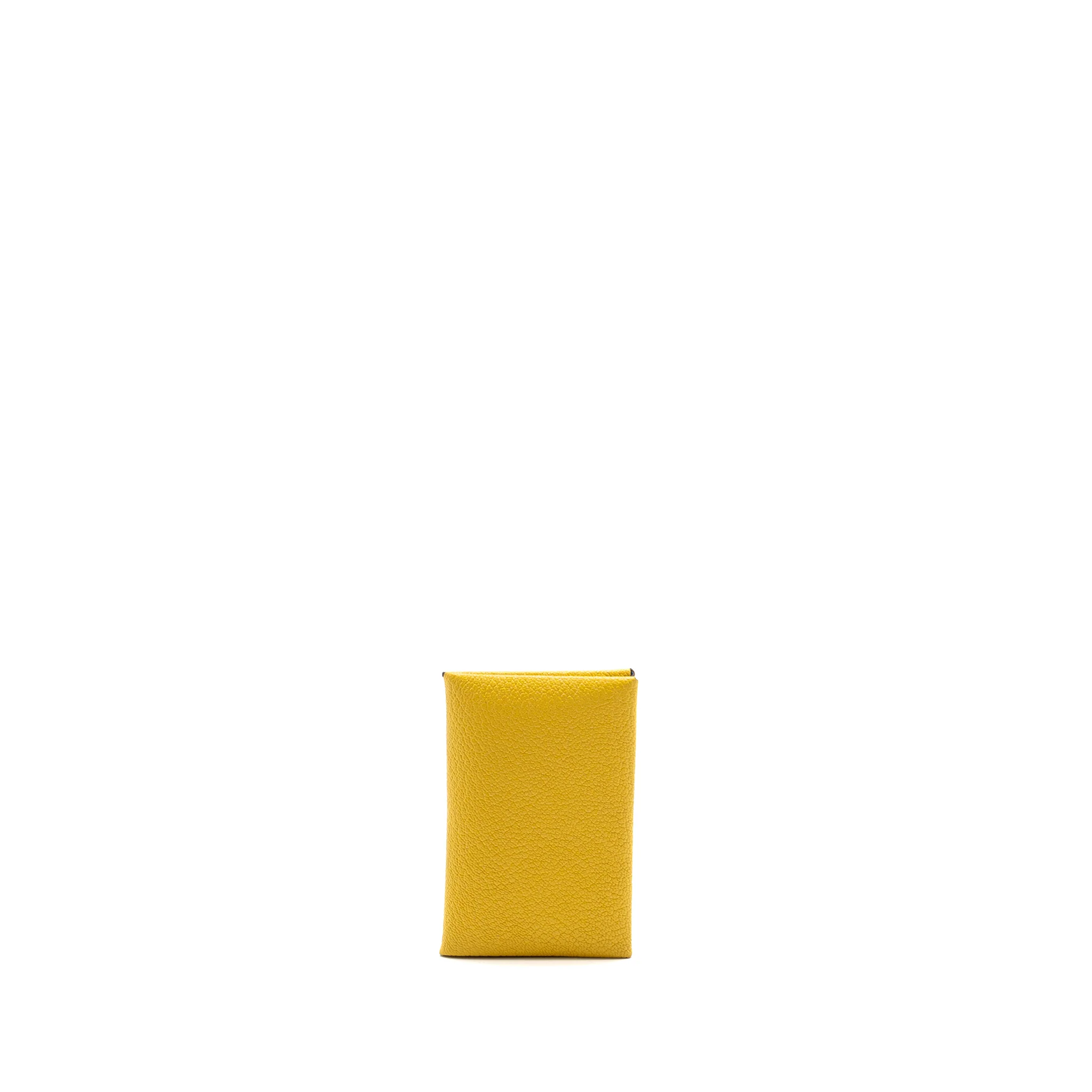 Hermes Calvi card holder chevre mysore leather sun / blur Friday SHW stamp B