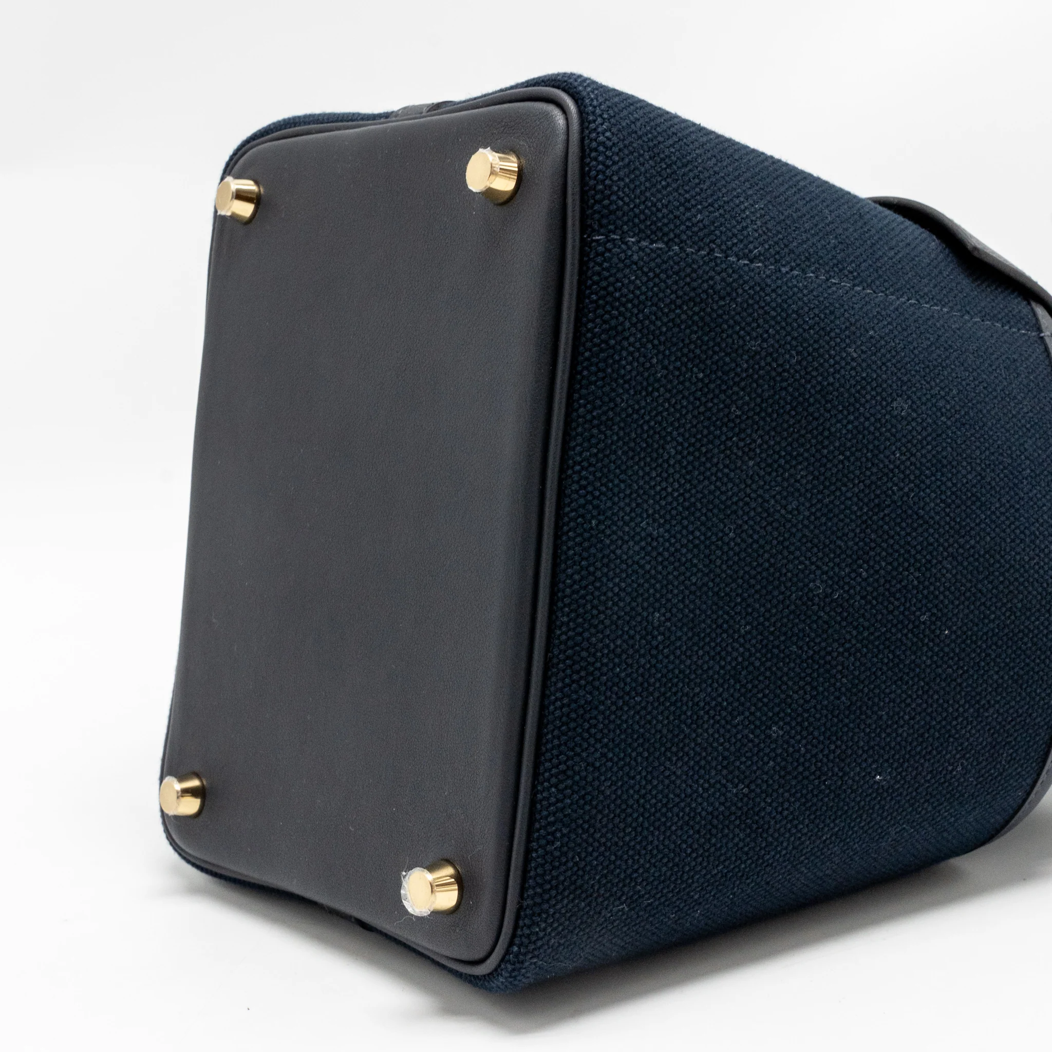 Hermes Cargo Picotin 18 Lock Bag Swift / Toile Canvas Blue Marine / Caban GHW Stamp B - Image 8