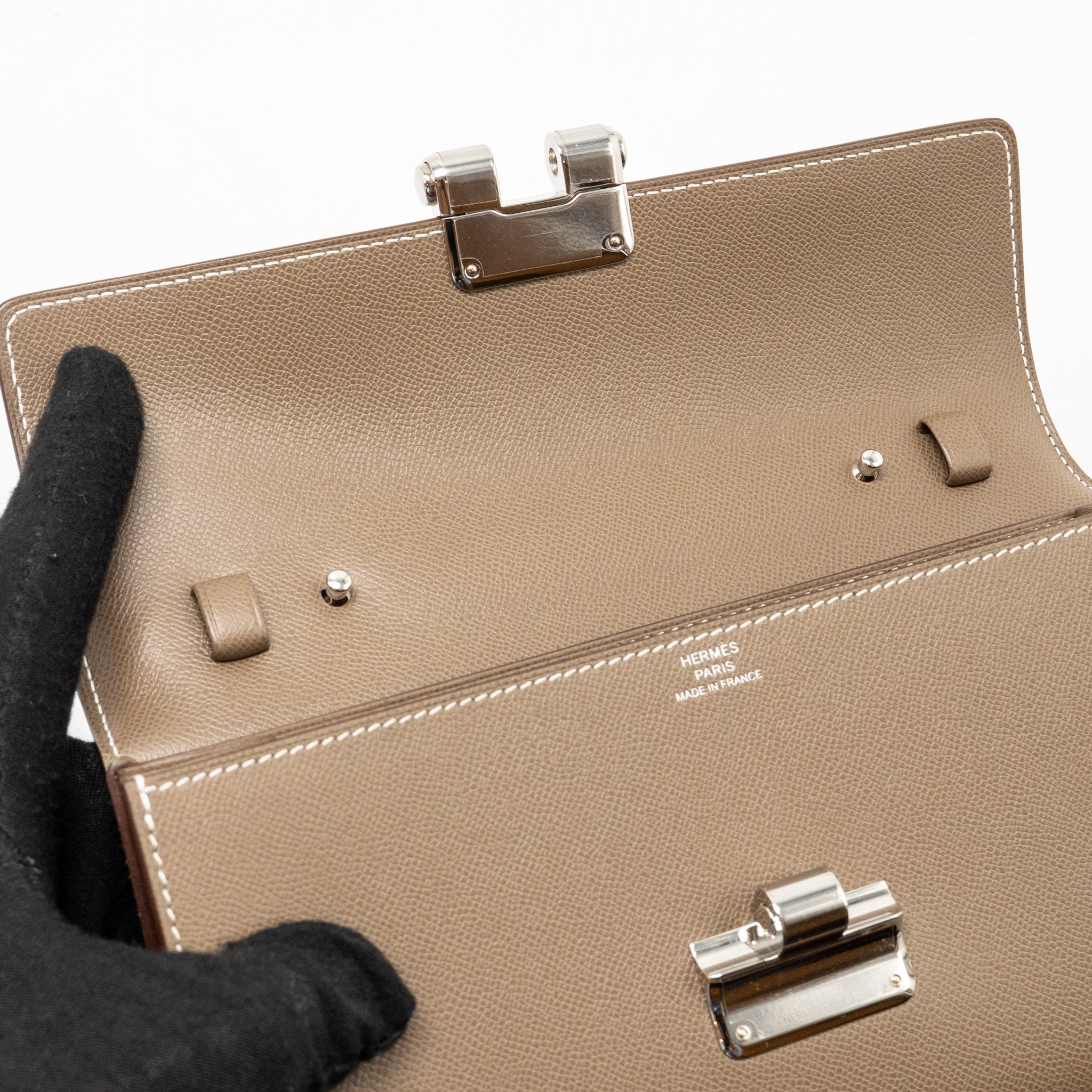Hermes Charniere To Go Pouch Madame Etoupe SHW Stamp K - Image 13