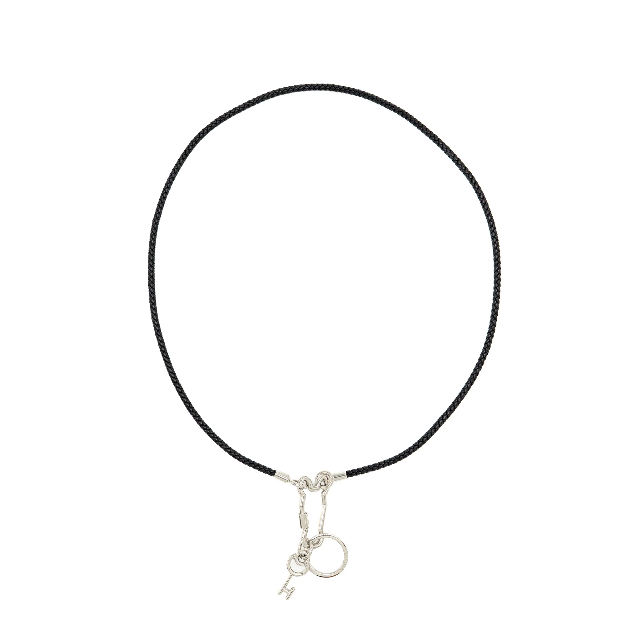 Hermes Cle Cheval Snap Hook Necklace Calfskin/Metal Black SHW