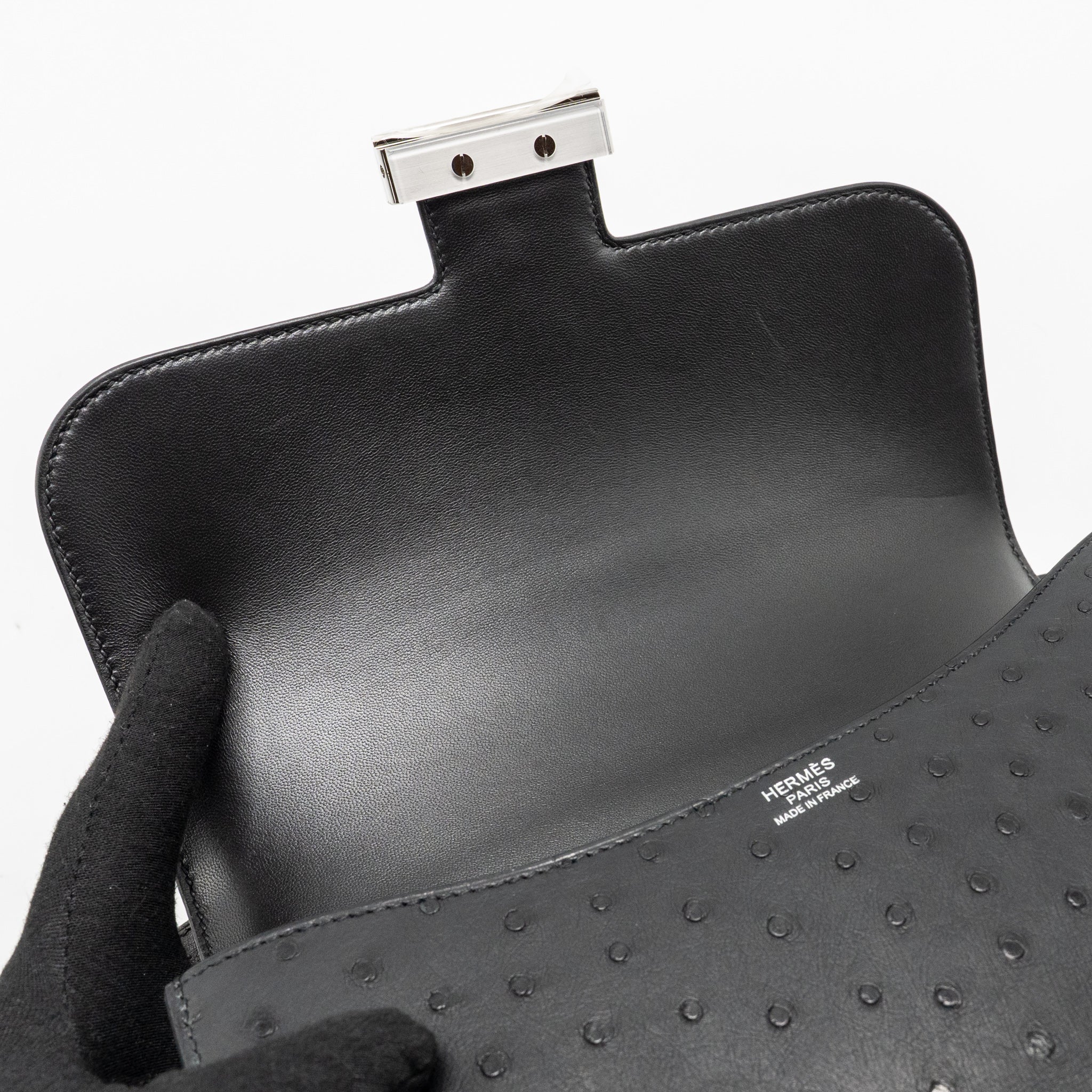 Hermes Constance 24 Ostrich Black SHW Stamp K - Image 14