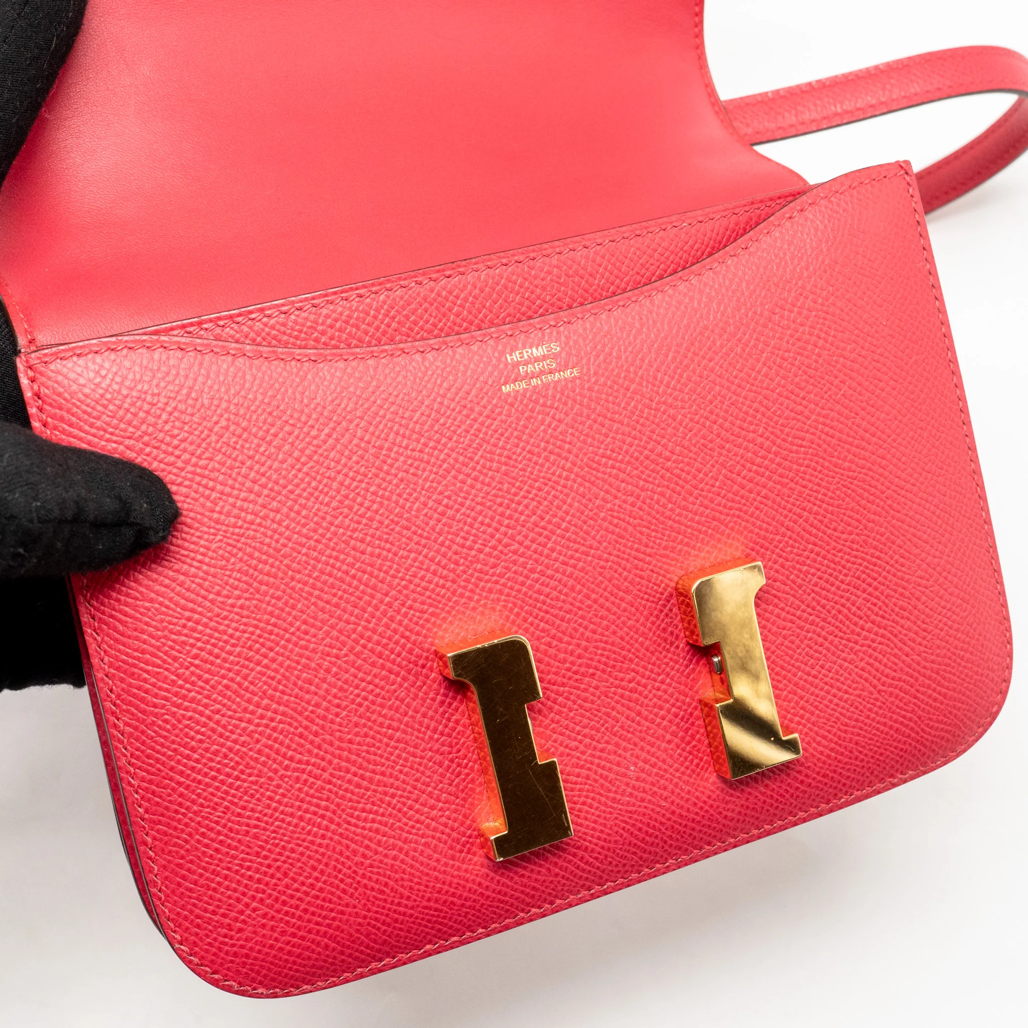 Hermes Mini Constance Epsom Rose Extreme GHW Stamp D - Image 14
