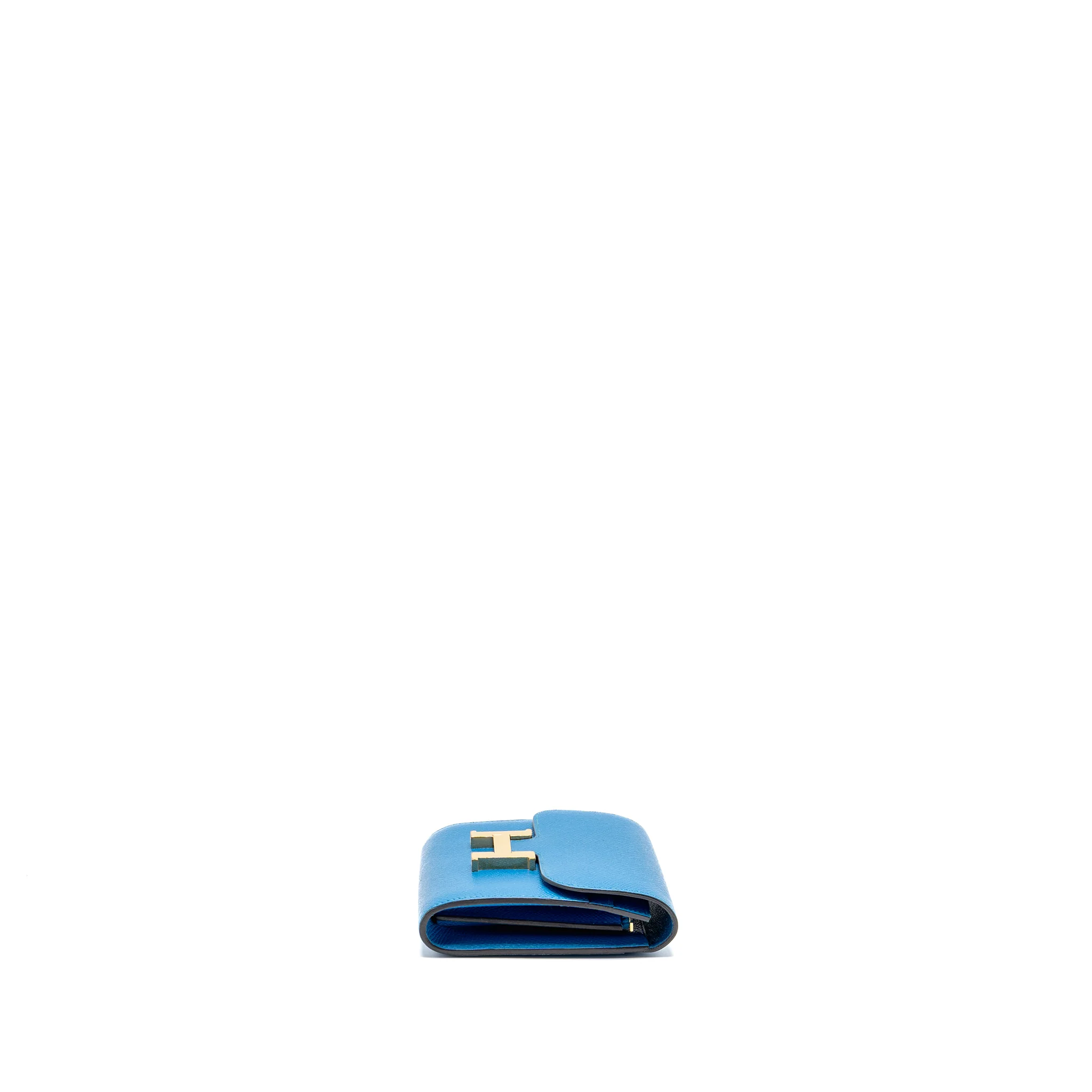 Hermes Constance Compact Wallet Epsom Blue GHW Stamp A - Image 4