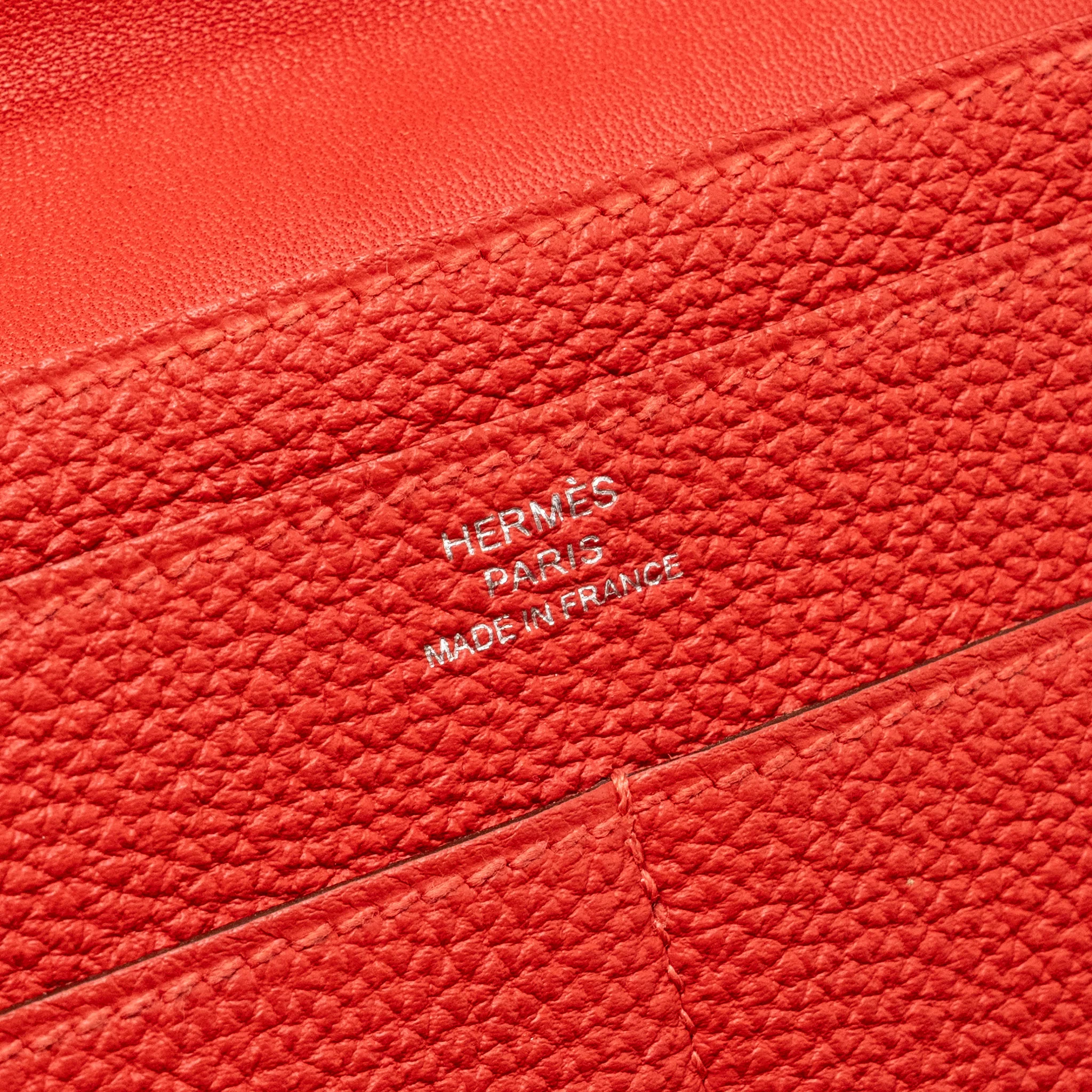 Hermes Dogan Compact Wallet Togo Red SHW Stamp T - Image 11
