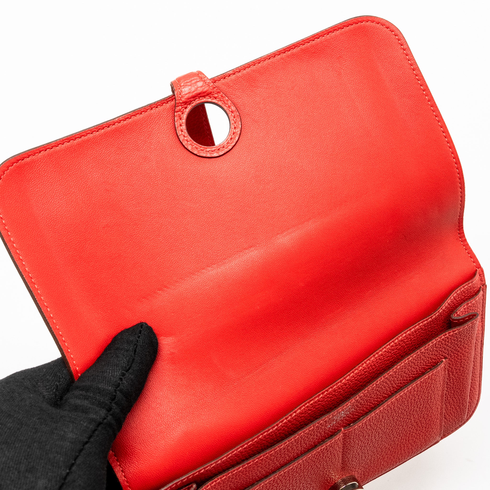 Hermes Dogan Compact Wallet Togo Red SHW Stamp T - Image 9