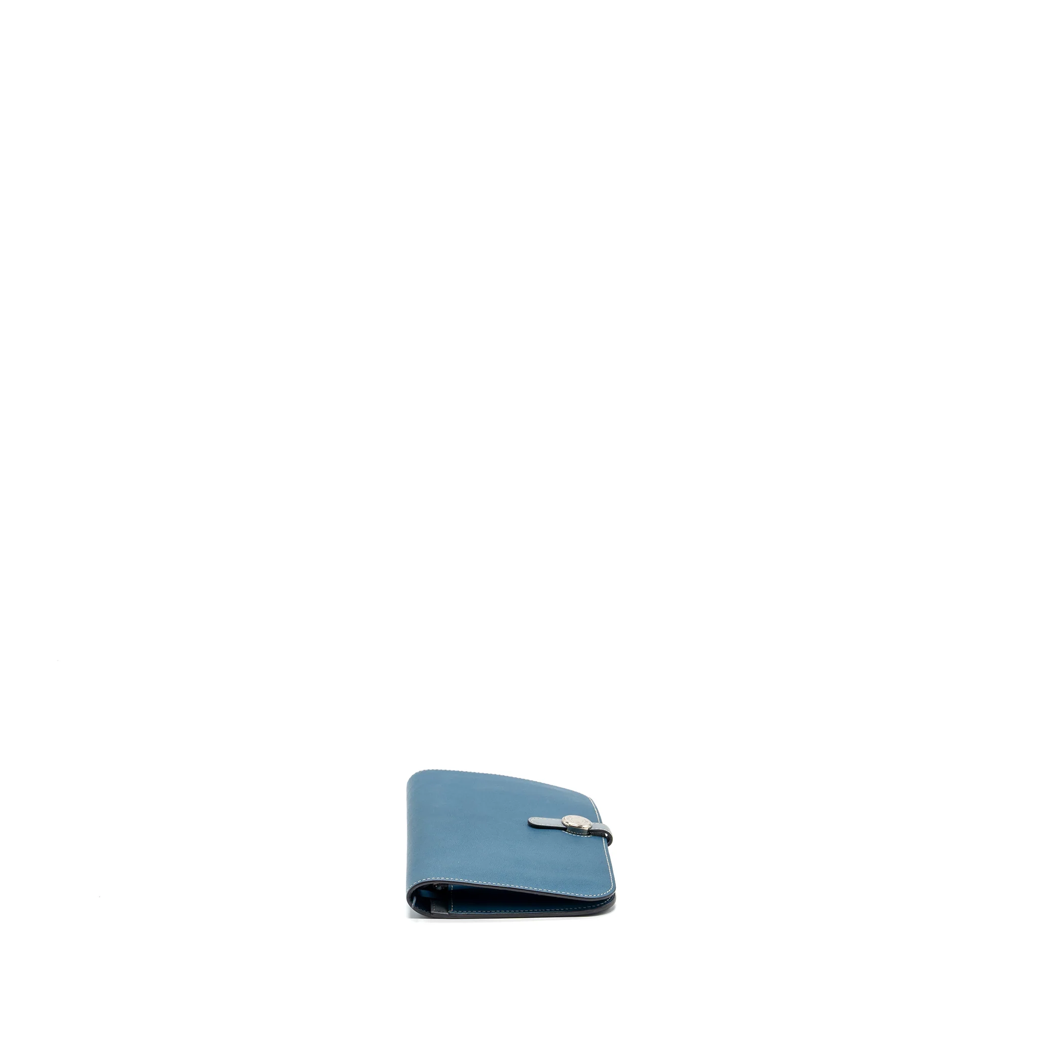 Hermes Dogon Compact Wallet Swift Blue SHW Stamp Square Q - Image 3