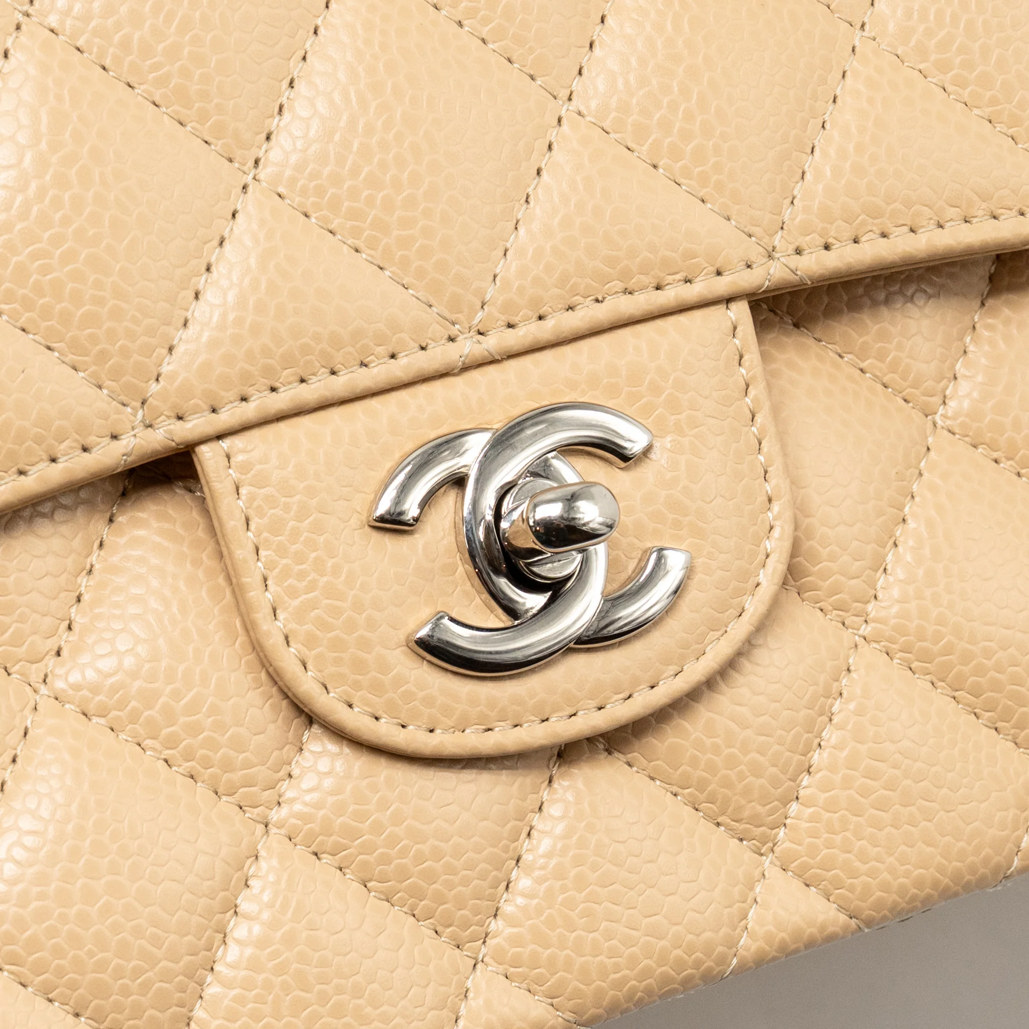 Chanel Small Classic Double Flap Bag Caviar Beige SHW (microchip) - Image 12